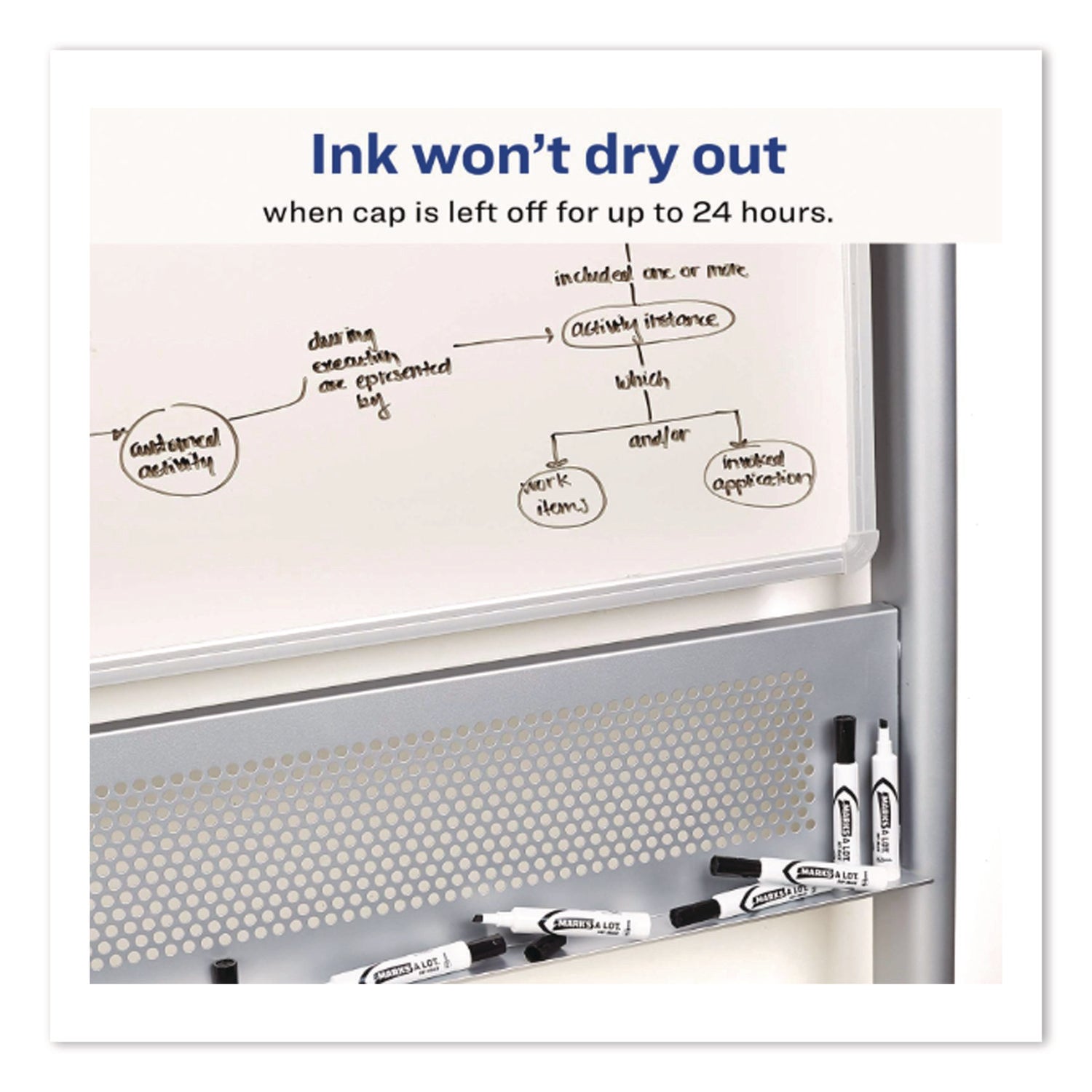 MARKS A LOT Desk-Style Dry Erase Markers, Broad Chisel Tip, Black