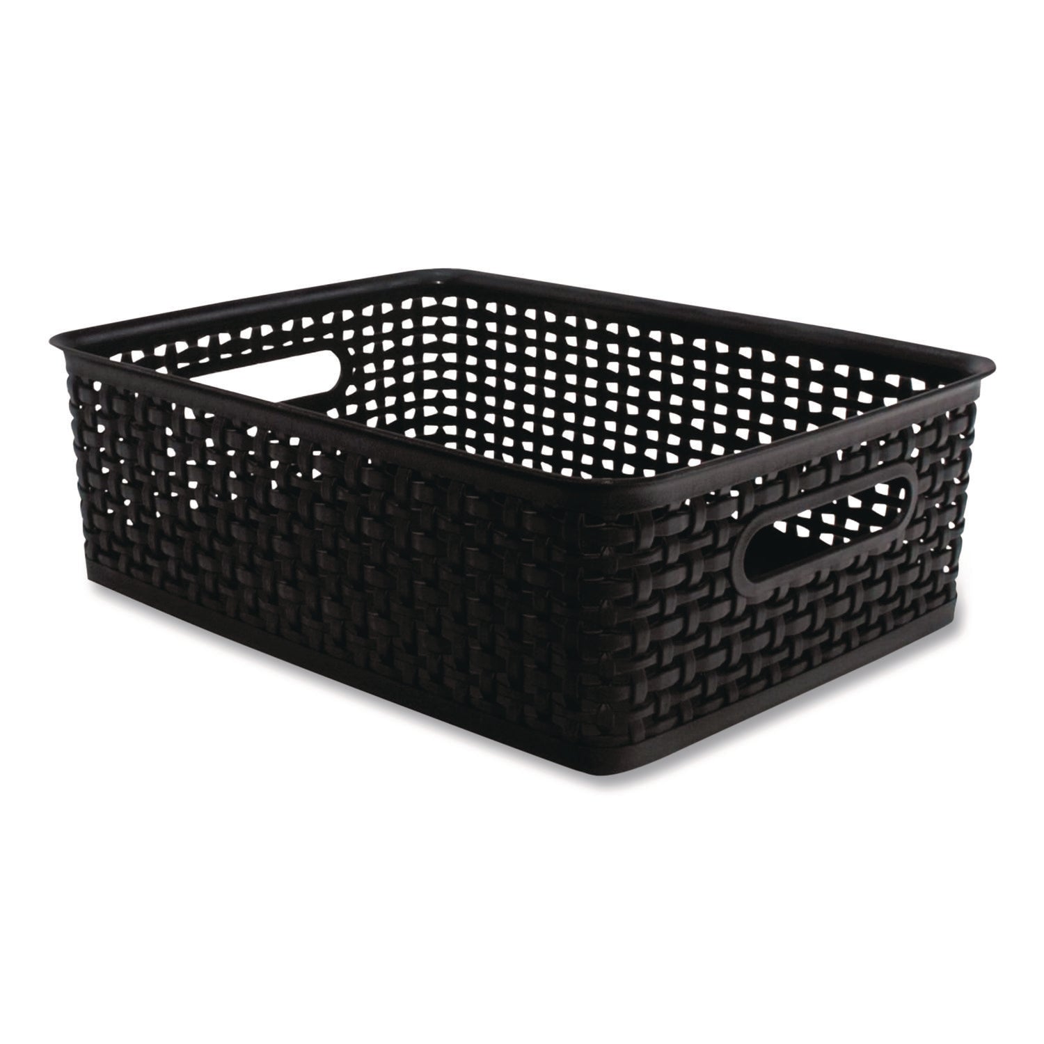 Plastic Weave Bin, Medium, Black