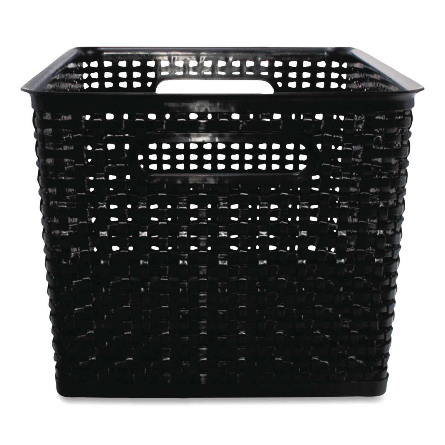 Plastic Weave Bin, Large, Black