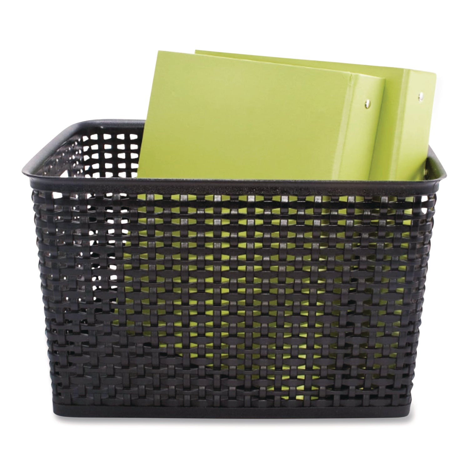 Plastic Weave Bin, Large, Black