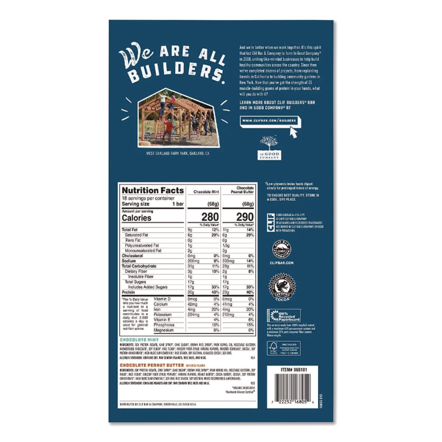 No Artificial Flavor - Chocolate Peanut Butter, Chocolate Mint - 0.71 oz - 18 / Carton