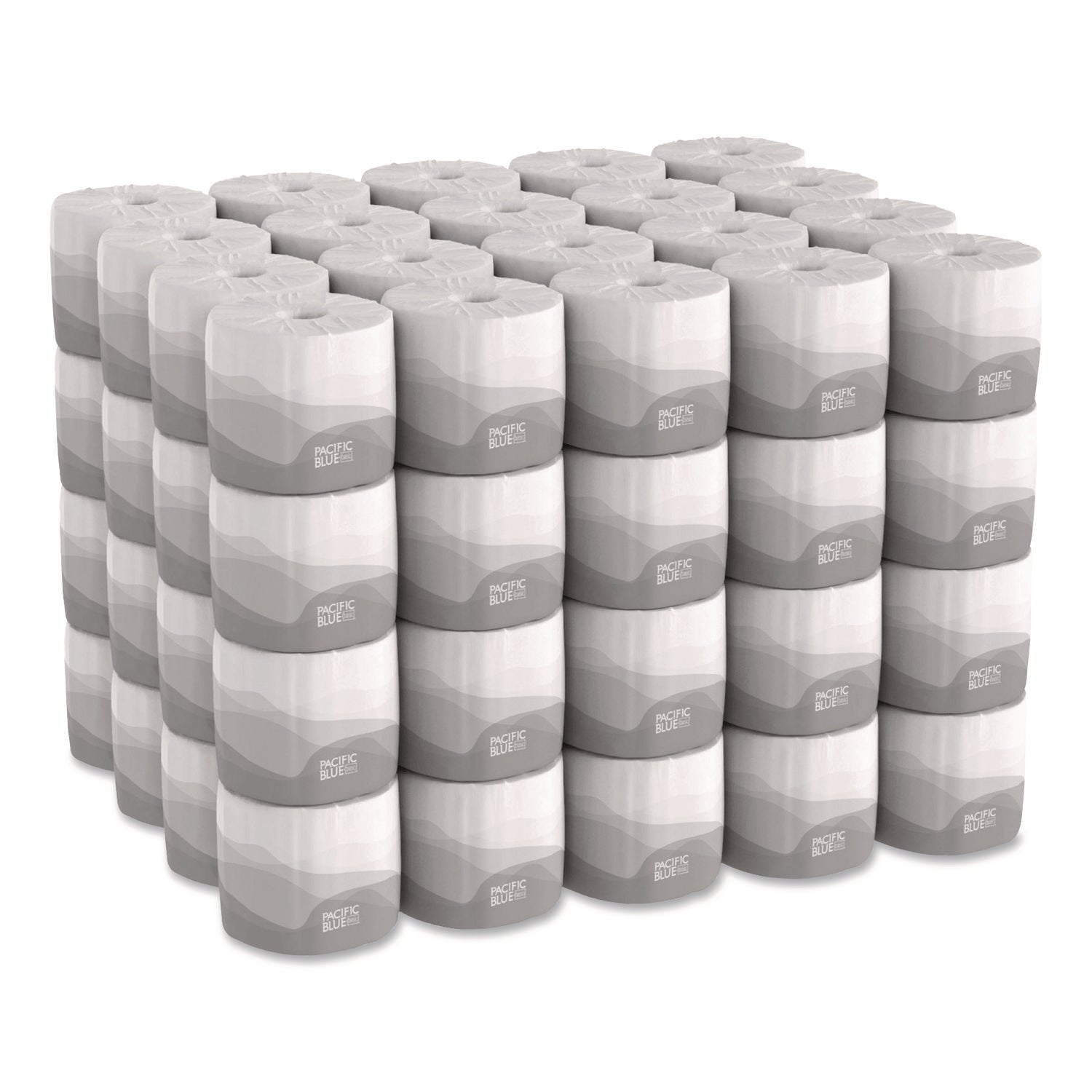 Pacific Blue Basic Standard Roll Toilet Paper - 2 Ply - 4" Width x 4" Length - 550 Sheets/Roll - Embossed - White - 80 / Carton