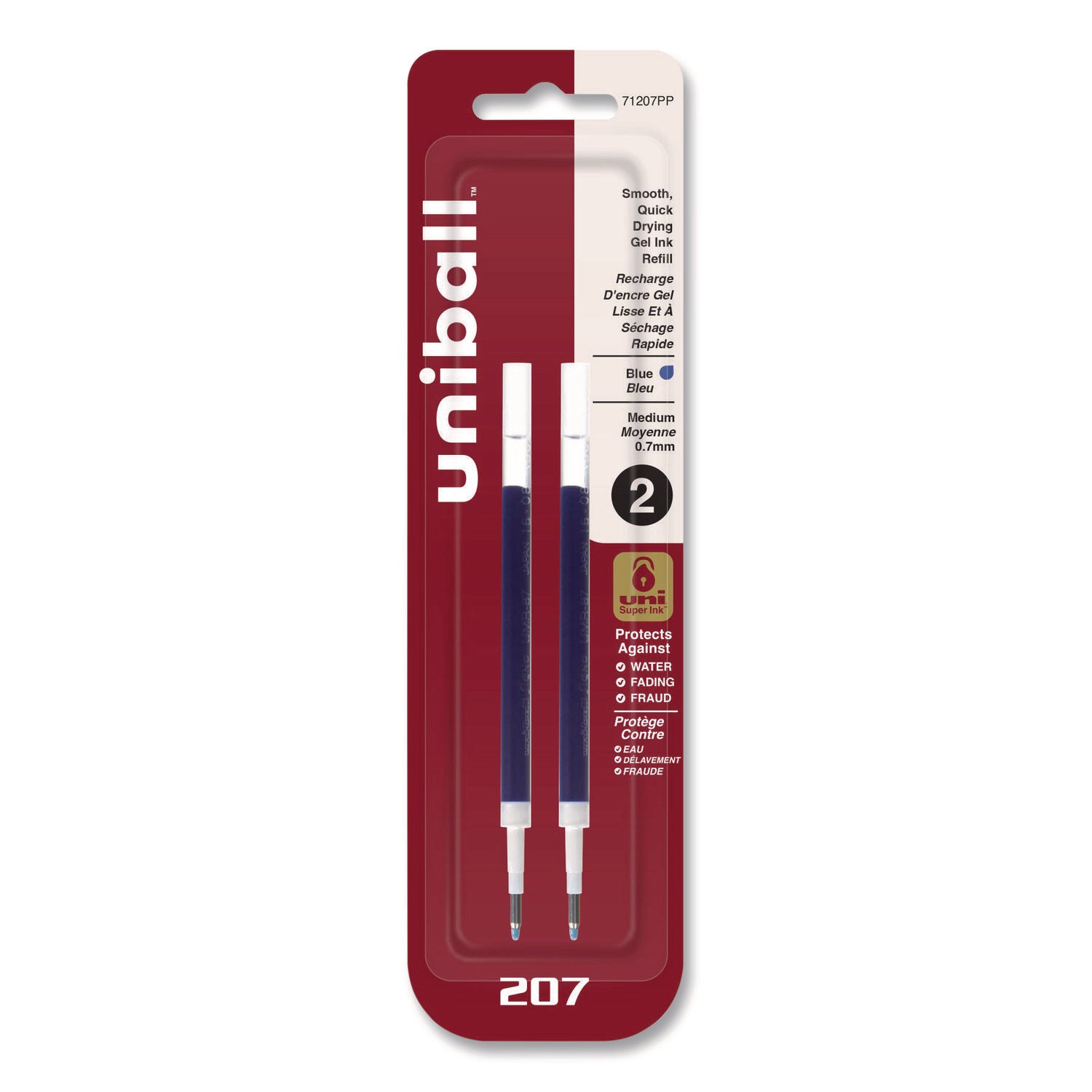 Refill For Signo Gel 207 Pens, Medium Conical Tip, Blue Ink, 2/pack