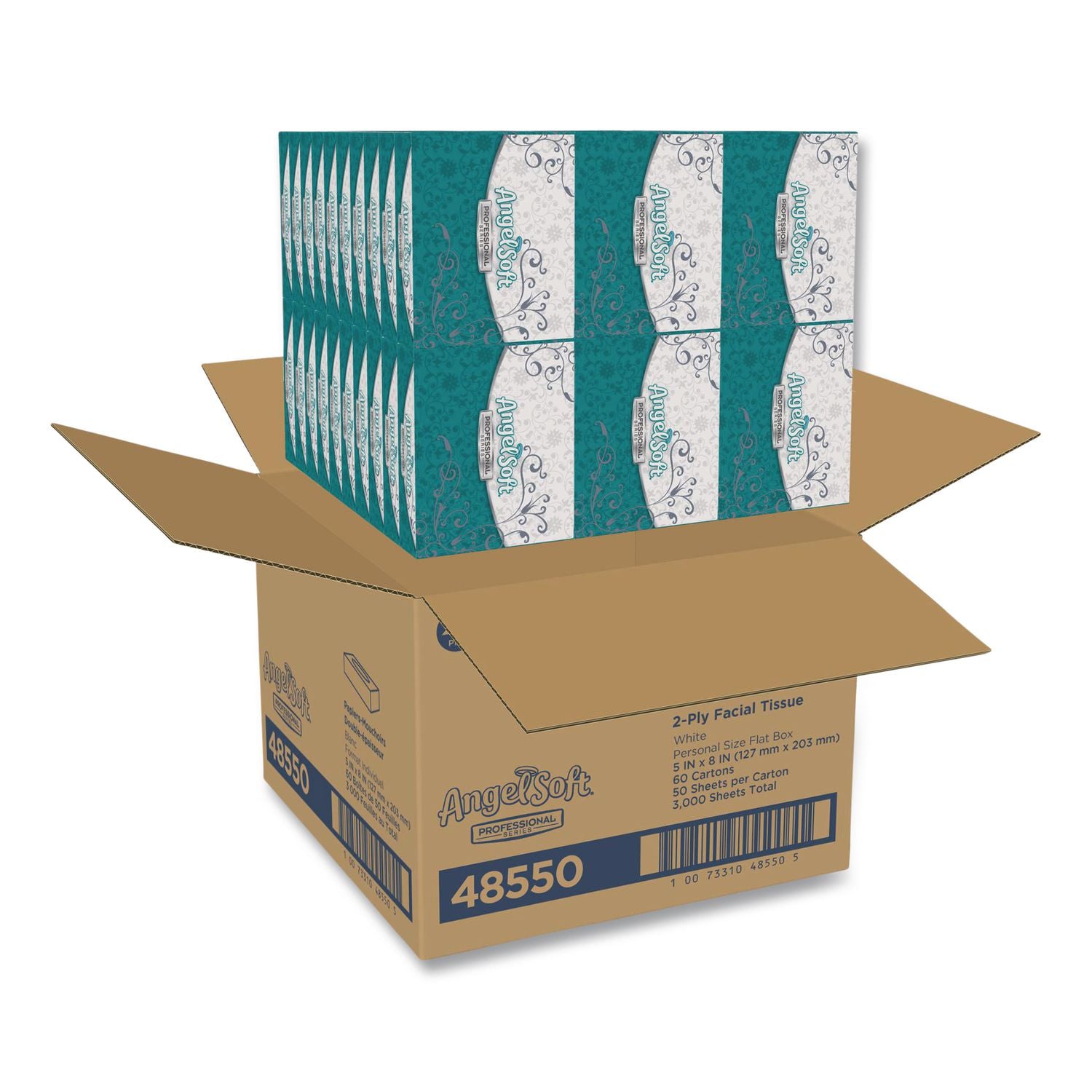 2 Ply - 5" Width x 8" Length - White - Fiber - 60 / Carton