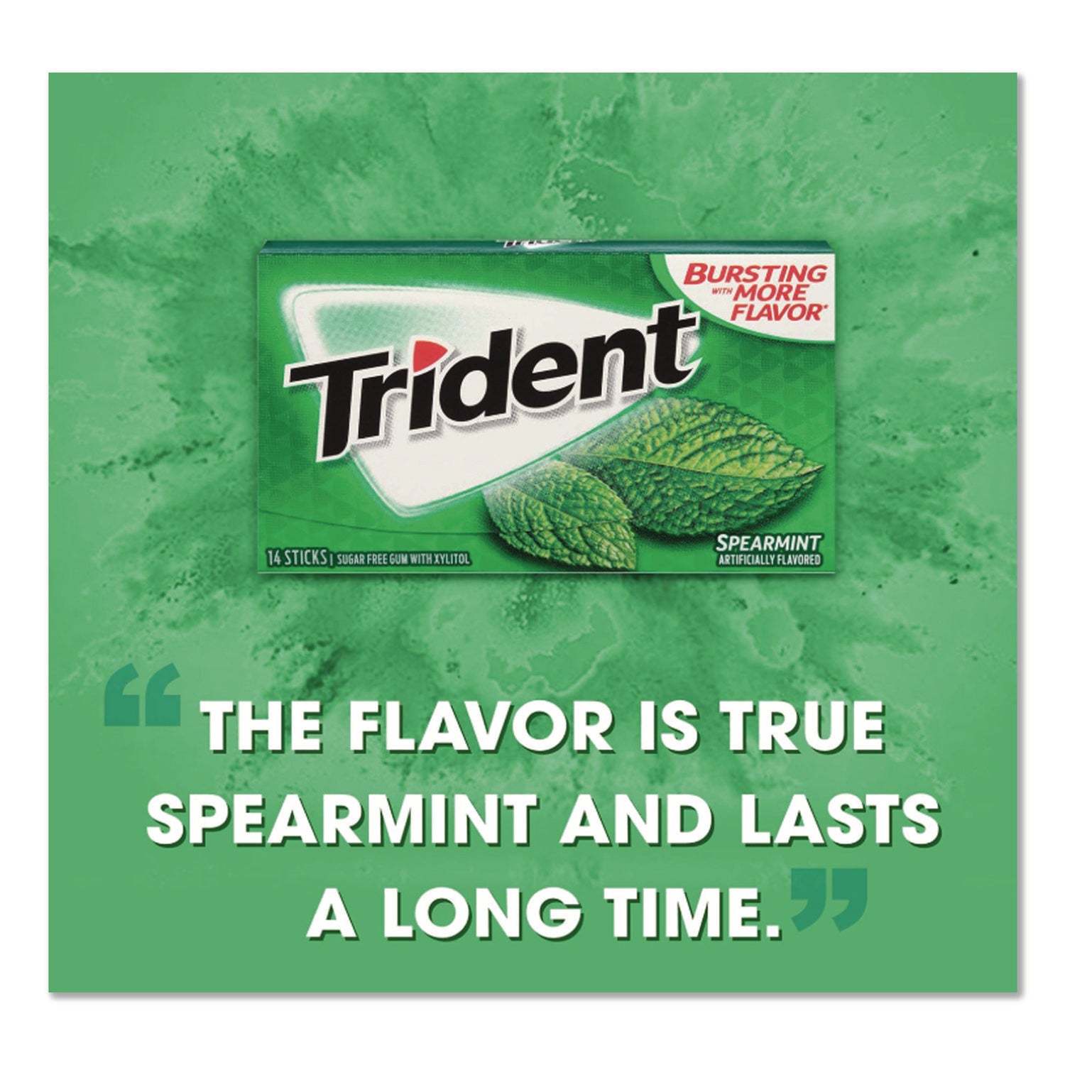 Sugar-Free Gum, Spearmint, 14 Sticks/pack, 12 Packs/box