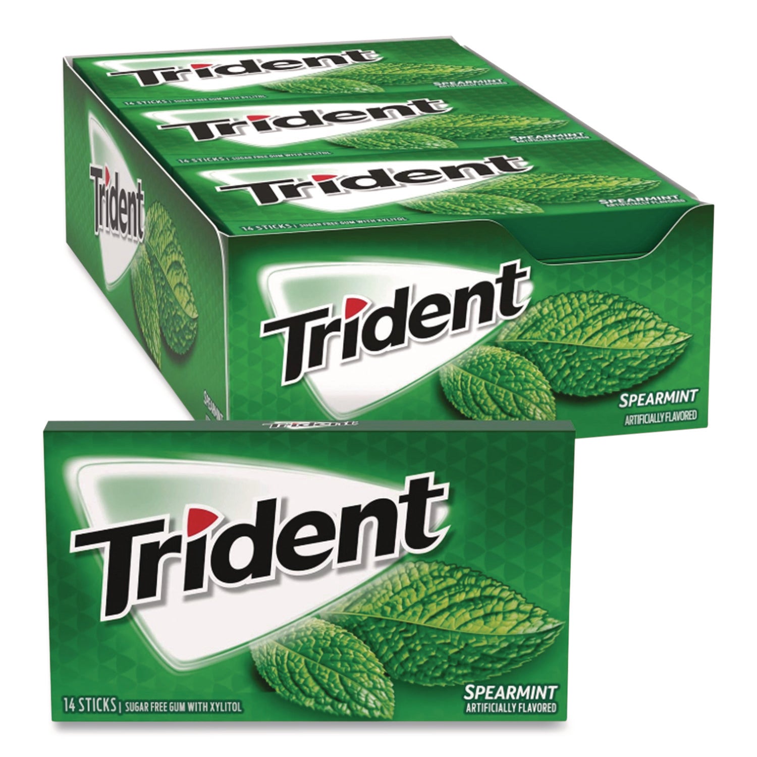 Sugar-Free Gum, Spearmint, 14 Sticks/pack, 12 Packs/box