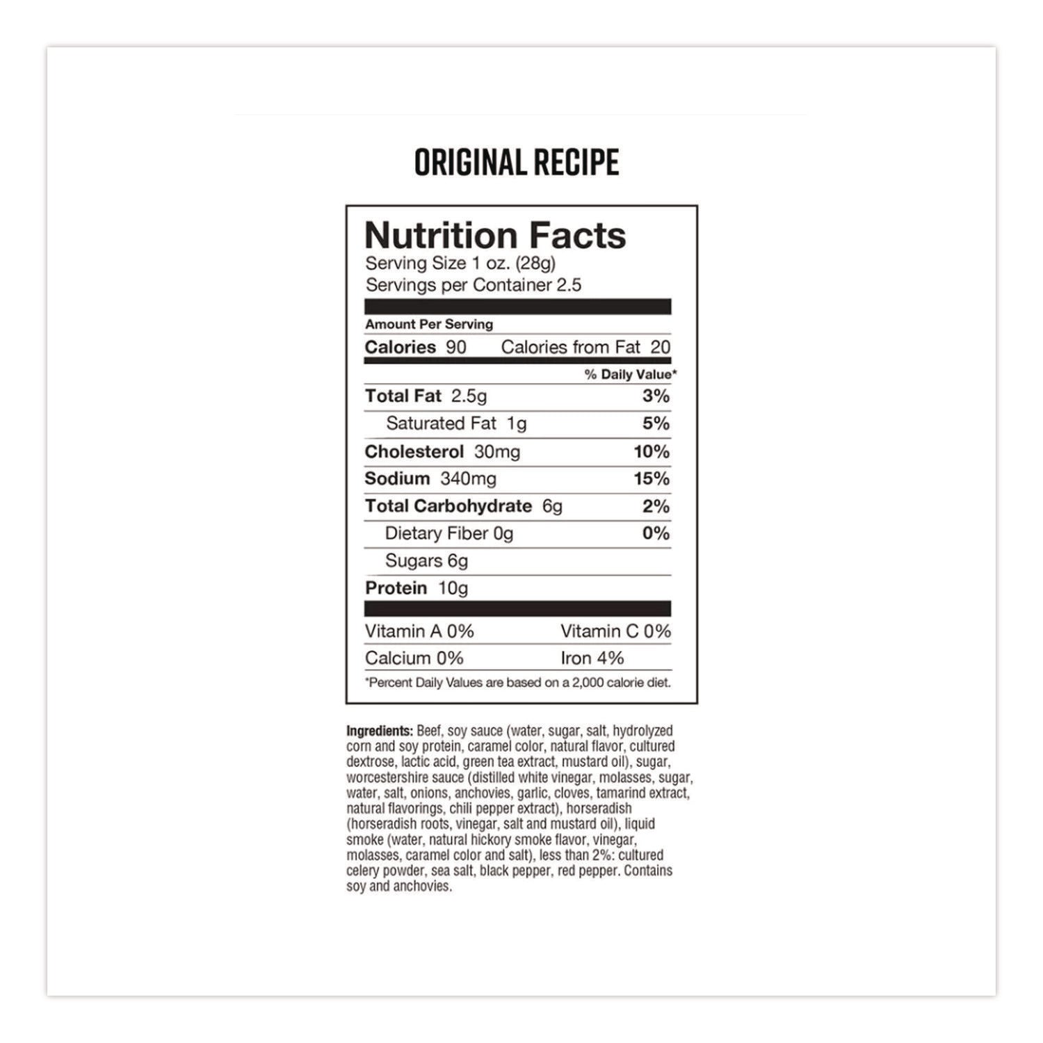 Real Steak Jerky, Original Recipe, 2.5 Oz Bag