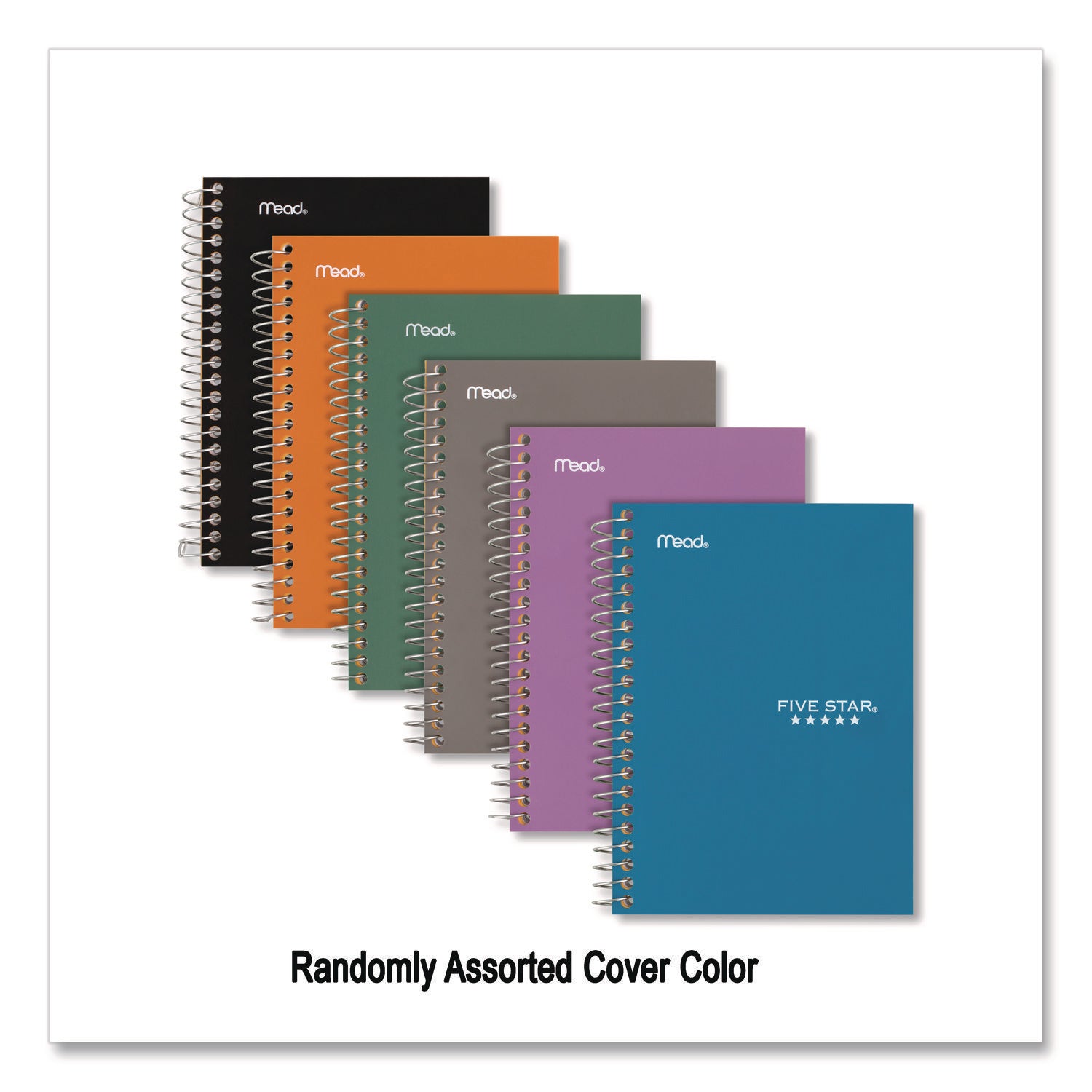 Mead College Ruled Notebook, 1 Subject, 80 Sheets, 4 3/8" x 7", Wire Bound, Assorted Poly/Plastic Cover, Durable, Water Resistant, Perforated, Pocket Divider, Spiral Lock, 1 Each