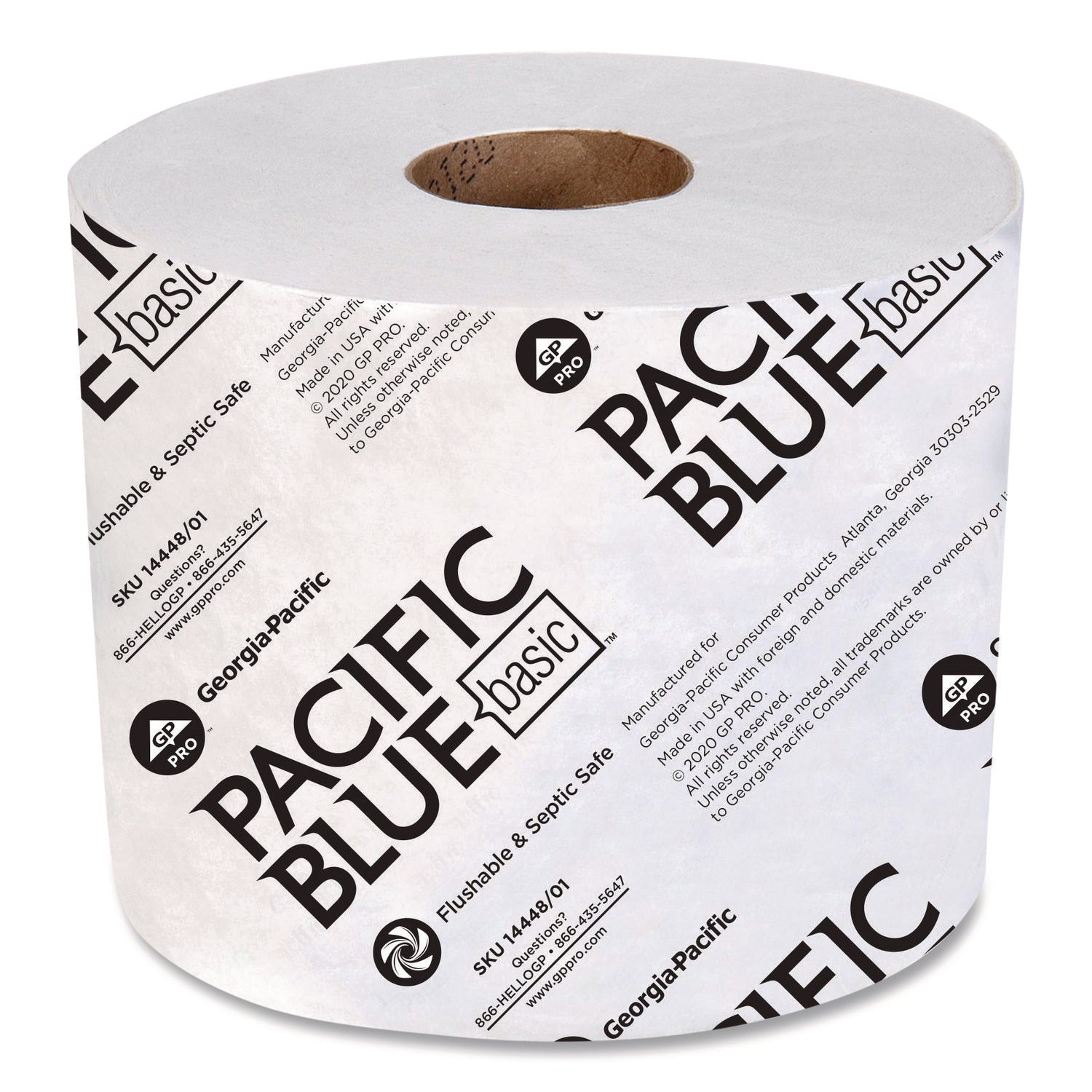 Pacific Blue Basic Standard Roll Toilet Paper - 1 Ply - 3.90" Width x 4" Length - 1500 Sheets/Roll - White - 48 / Carton
