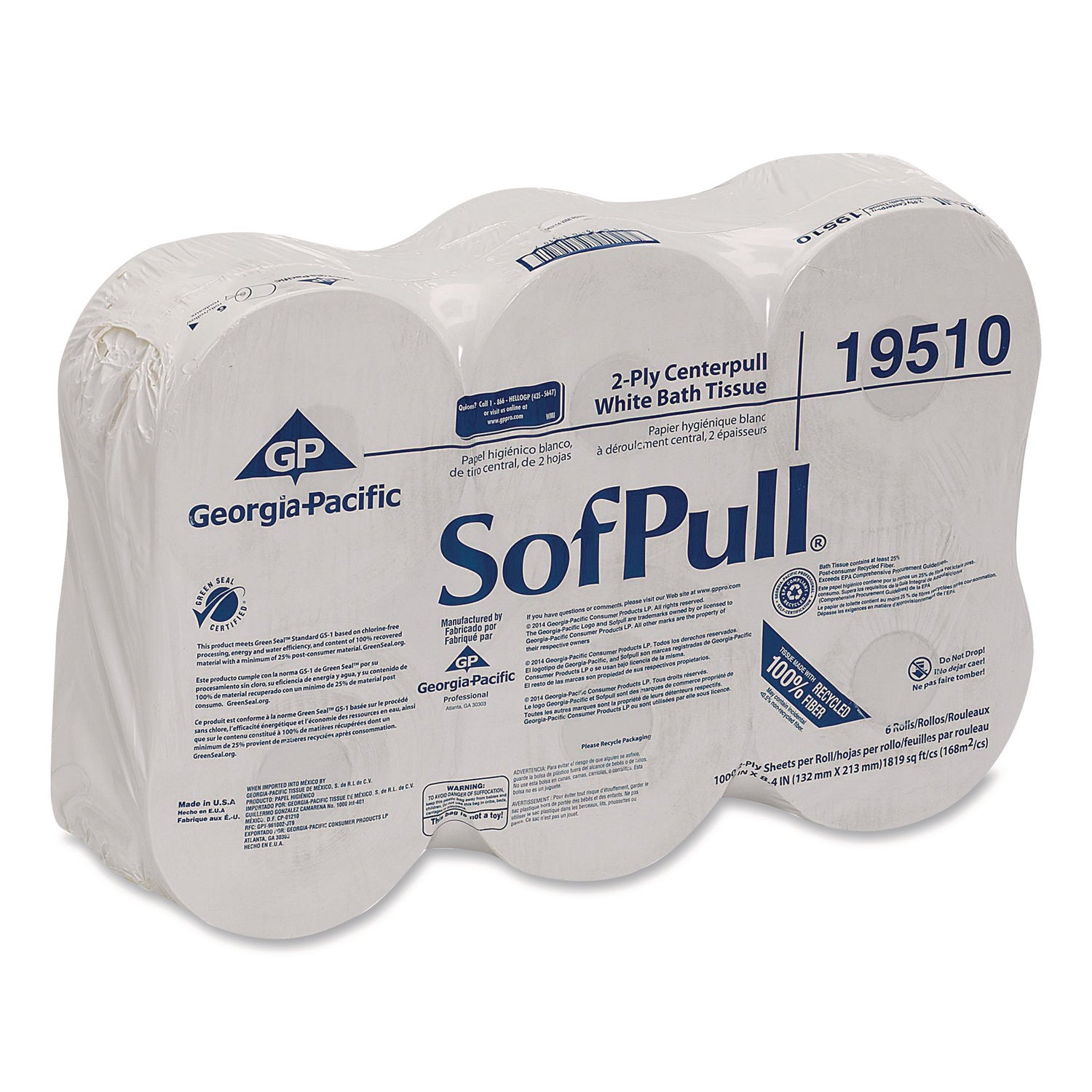 2 Ply - 5.25" Width x 8.40" Length - 1000 Sheets/Roll - 8.10" Roll Diameter - White - 6 / Carton