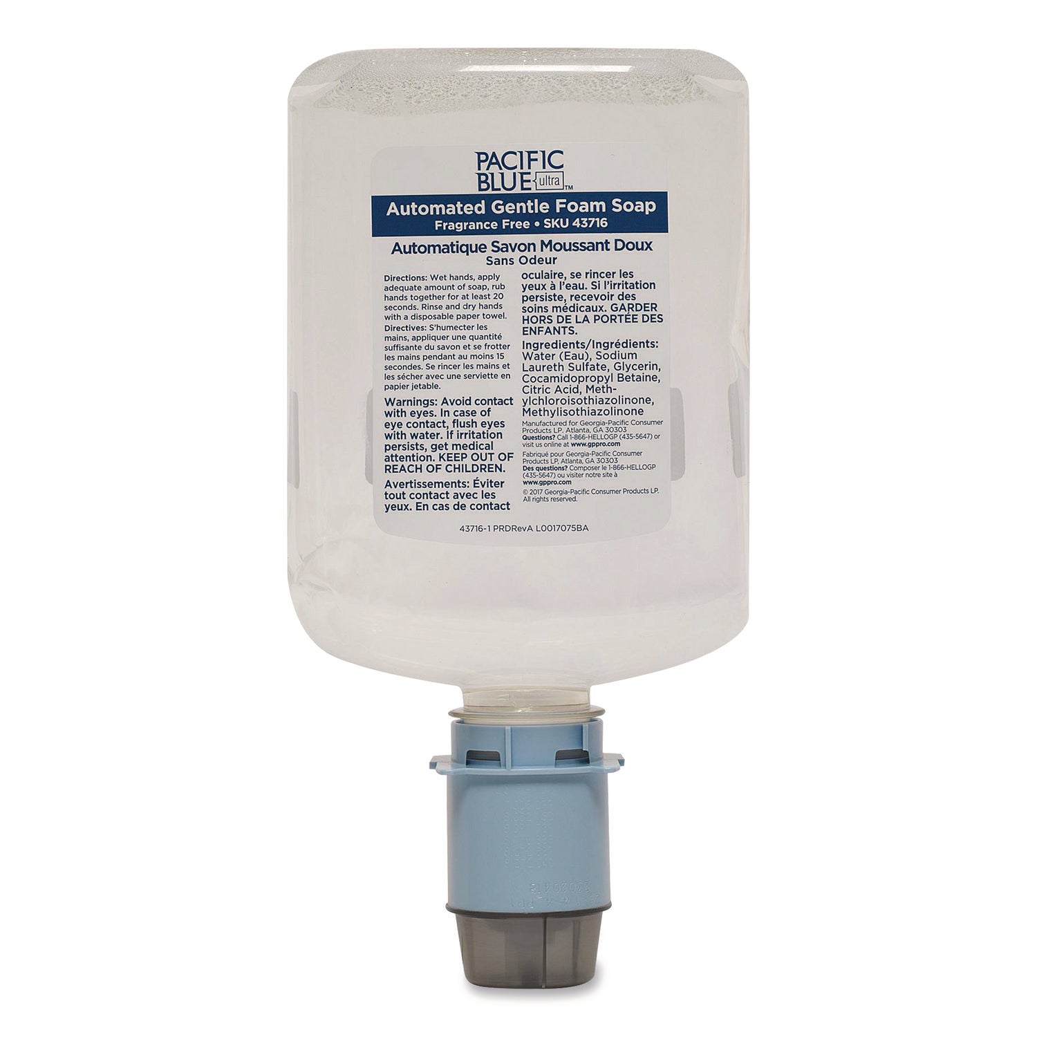 1.27 quart - Touchless Dispenser - Dirt Remover, Bacteria Remover - Hand - Clear - Dye-free, Fragrance-free, pH Balanced, Rich Lather, VOC-free, Bio-based - 3 / Carton