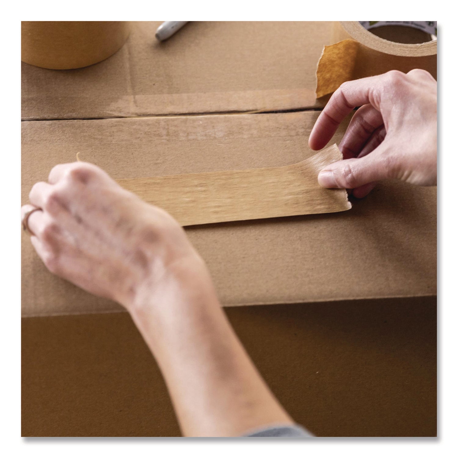 25 yd Length x 1.88" Width - Kraft - Paper - Kraft Paper Backing - Rubber Adhesive - For Packaging, Labeling, Sealing - 1 Each