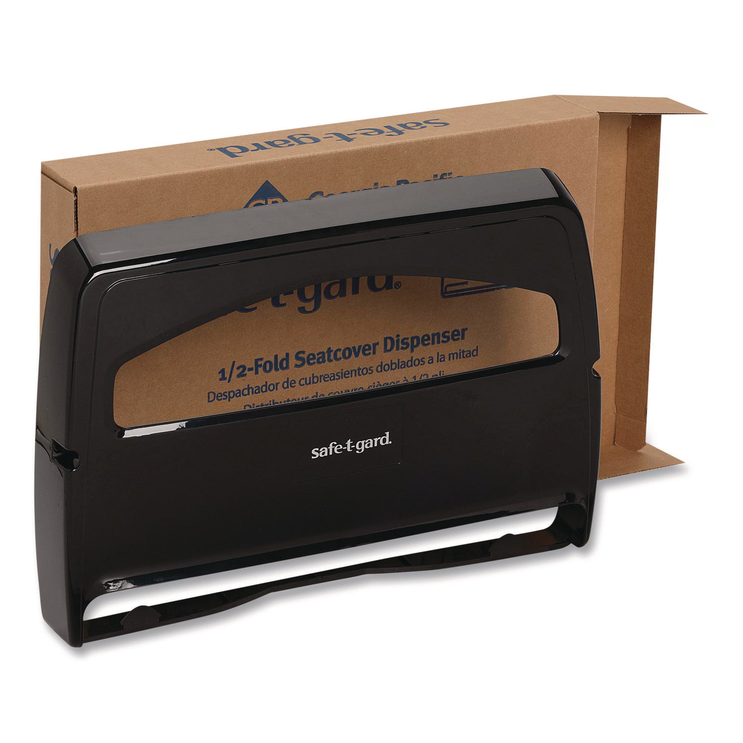 Safe-T-Gard Toilet Seat Cover Dispenser, Half-Fold, 16.38 X 2.5 X 11.75, Black