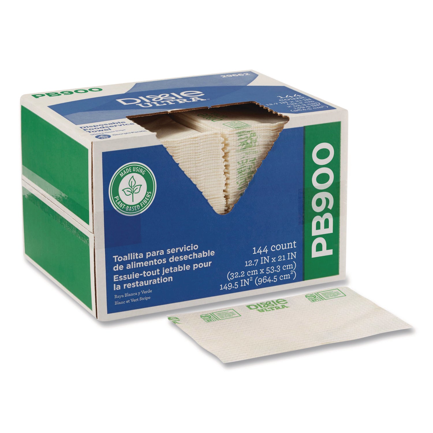 Dine-A-Cloth FLAX Foodservice Wipers, 1-Ply, 12.75 x 21, White, 144/Box