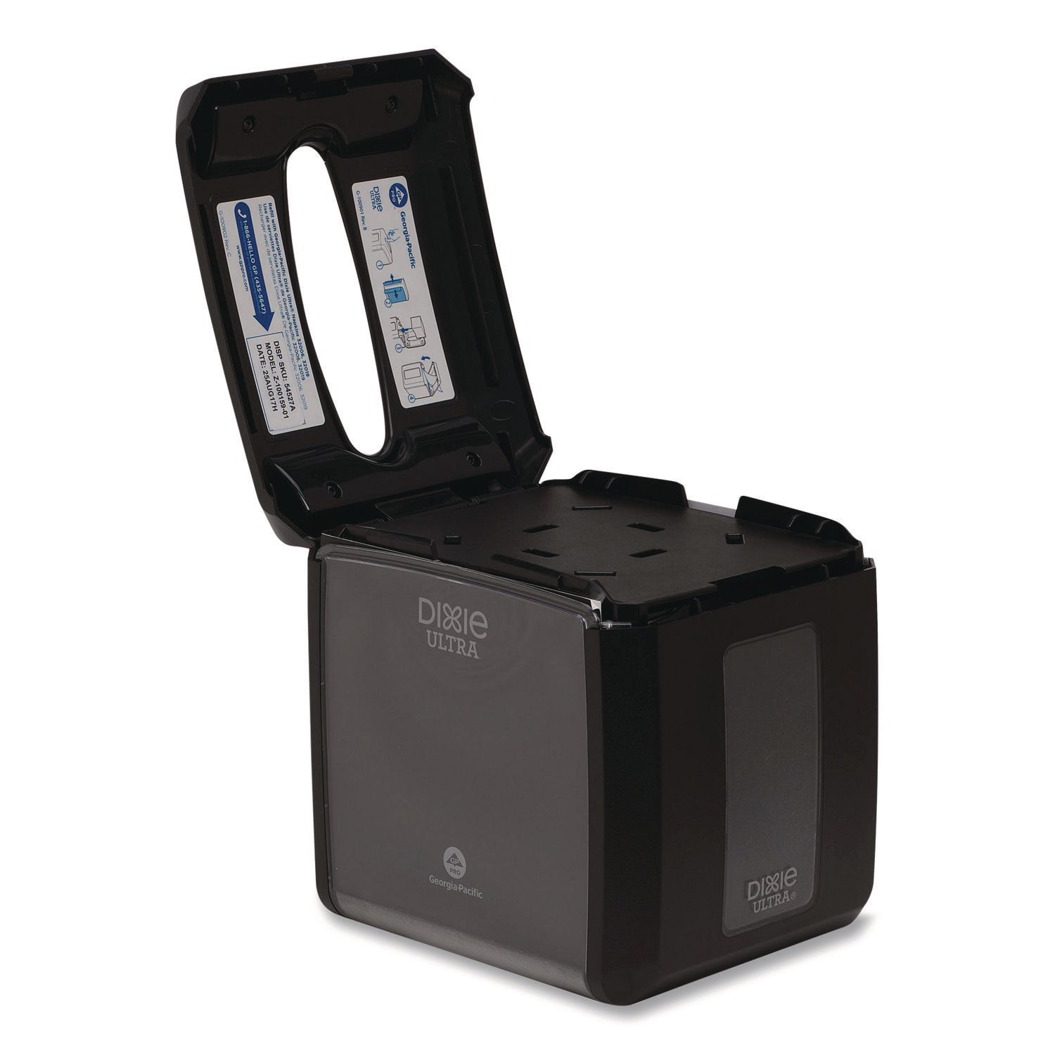Interfolded Dispenser - 275 x Napkin - 7.2" Height x 7.6" Width x 6.1" Depth - Black - Rubber Feet, Non-slip Base, See Through Window, Slip Resistant - 1 Each