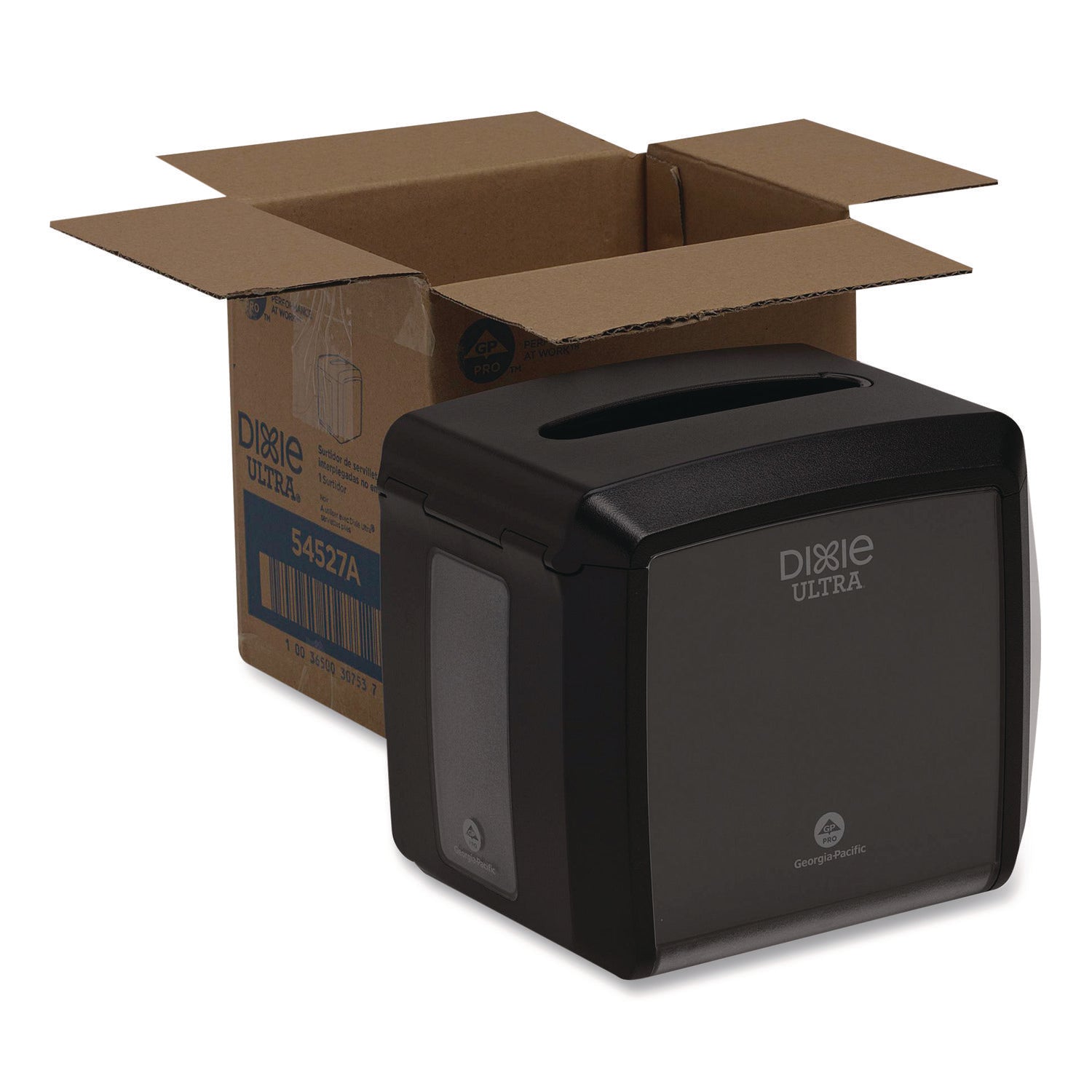 Interfolded Dispenser - 275 x Napkin - 7.2" Height x 7.6" Width x 6.1" Depth - Black - Rubber Feet, Non-slip Base, See Through Window, Slip Resistant - 1 Each