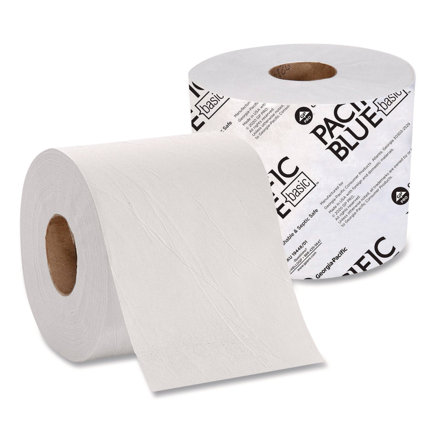 Pacific Blue Basic Standard Roll Toilet Paper - 3.95" Width x 4.05" Length - 1000 Sheets/Roll - White - 48 / Carton
