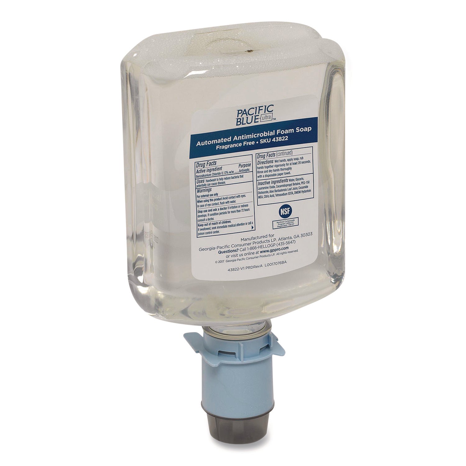 1.27 quart - Touchless Dispenser - Kill Germs, Bacteria Remover - Hand - Moisturizing - Clear - Dye-free, Fragrance-free, pH Balanced, Bio-based - 3 / Carton