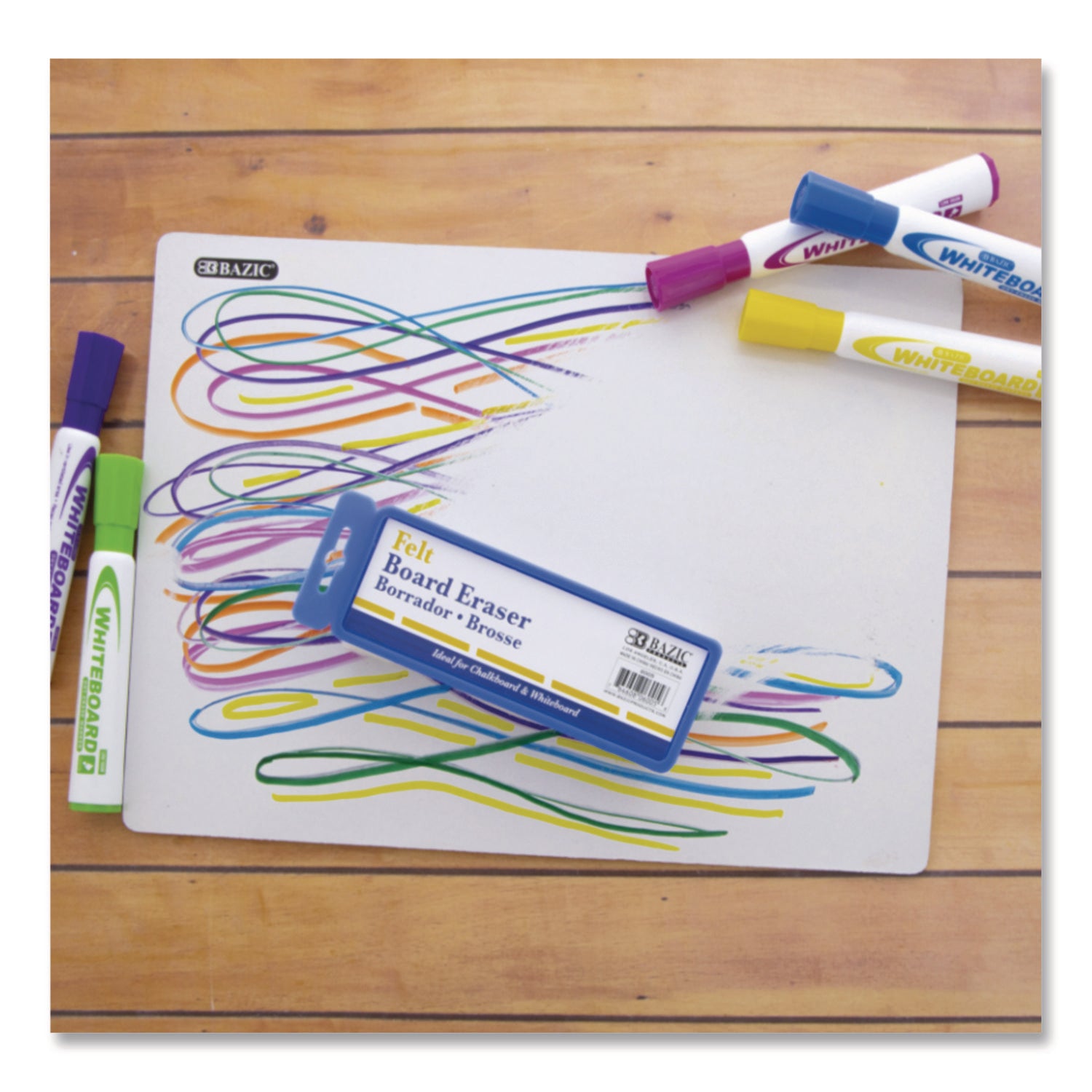 Whiteboard and Chalkboard Eraser, 5" x 2" x 1", White