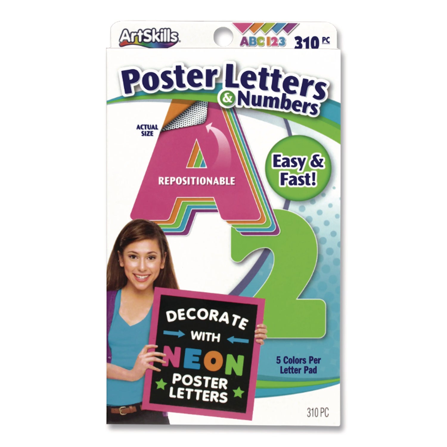 Neon Color Poster Letters And Numbers, 310/pack