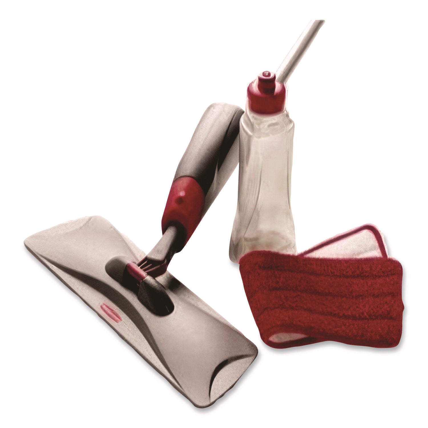Reveal Microfiber Spray Mop Kit, Microfiber Head, 54.5" Silver/black Handle