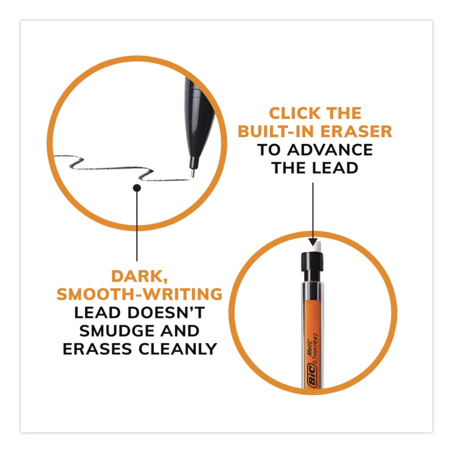 Xtra Smooth Mechanical Pencil, 0.7 mm, HB (#2), Black Lead, Clear Barrel, 40/Pack