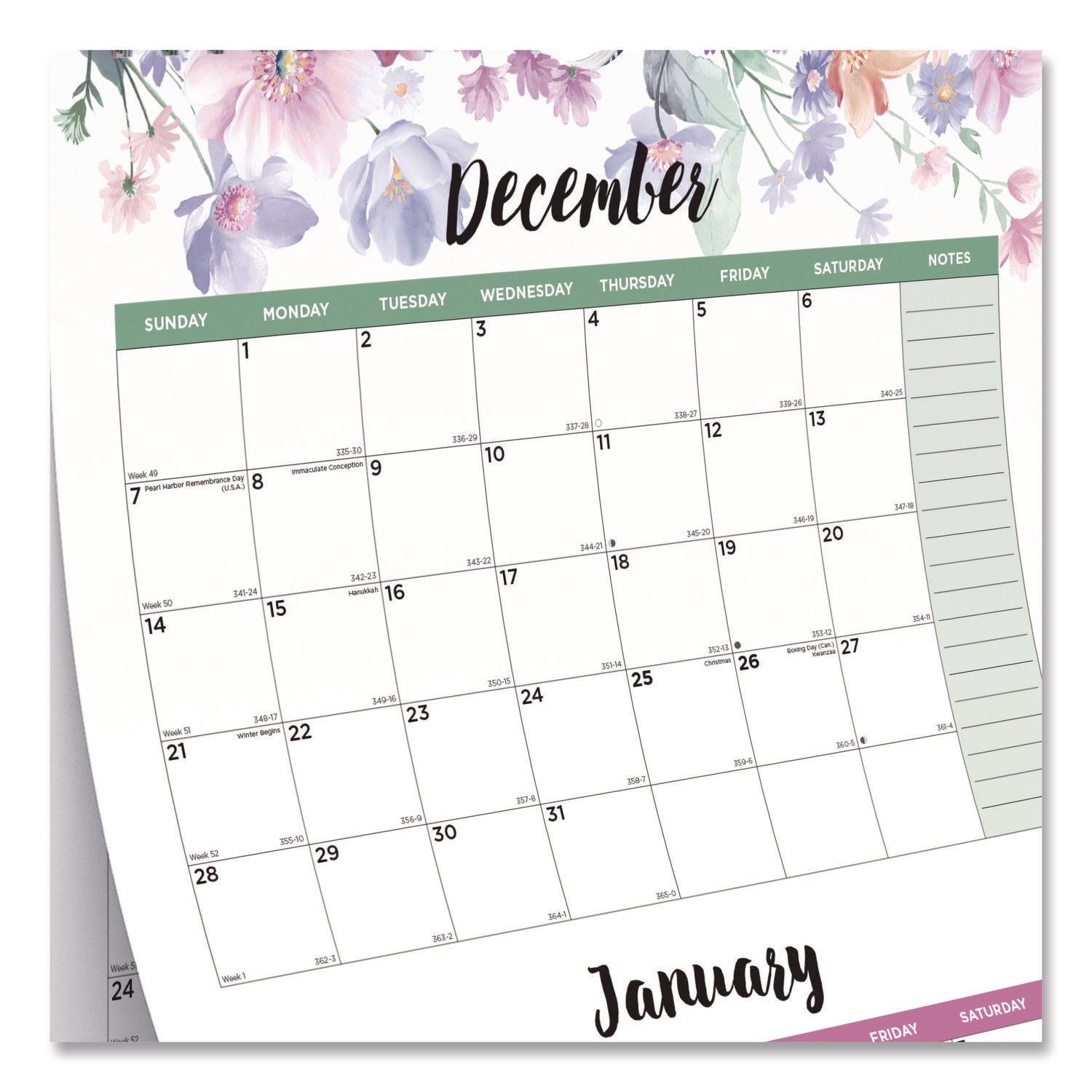 Blueline 3-Month Colorful Wall Calendar