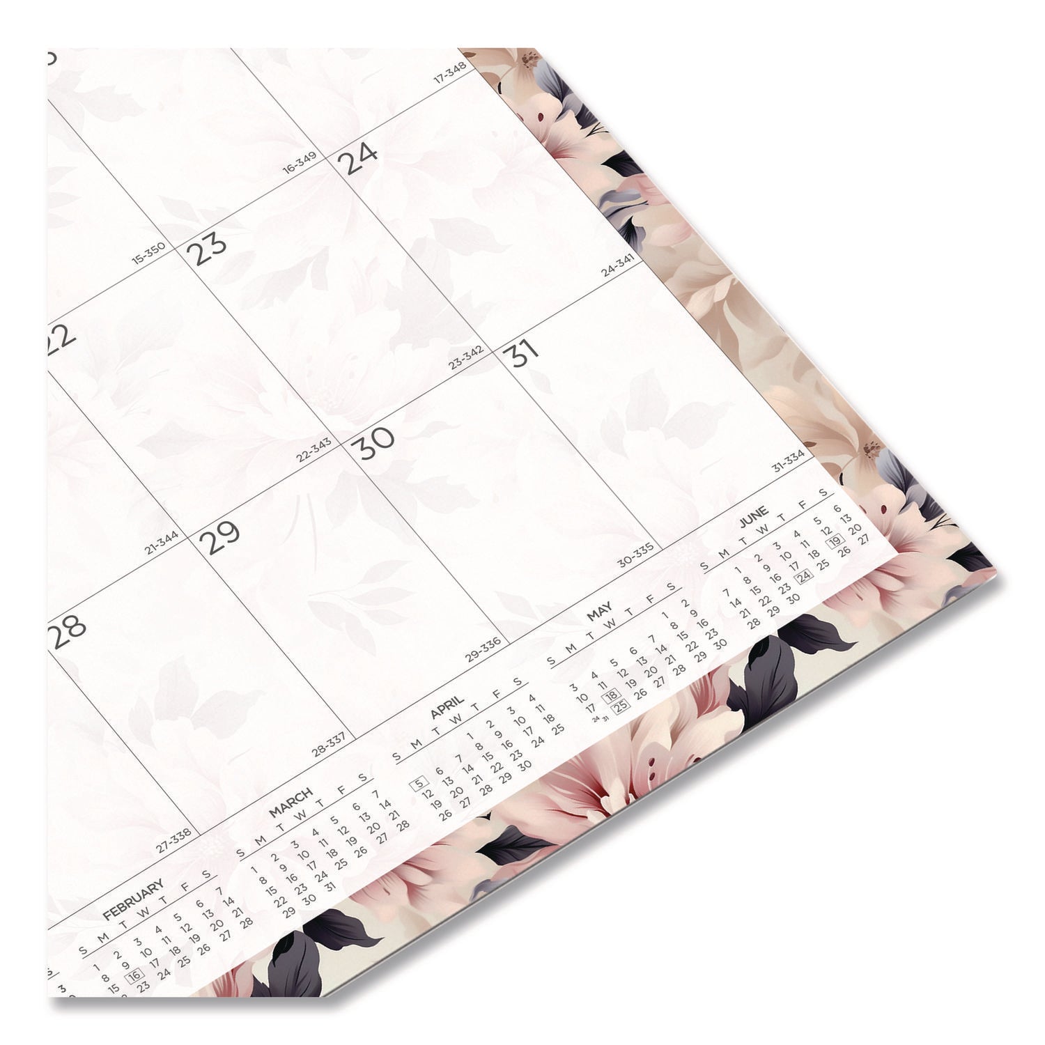 Monthly - 12 Month - January 2026 to December 2026 - 1 Month Single Page Layout - 17" x 12" Sheet Size - Wire Bound - Wall Mount - Abstract Floral - Chipboard - Dated Planning Page, Daily Block, Reference Calendar, Reinforced - 1 Each