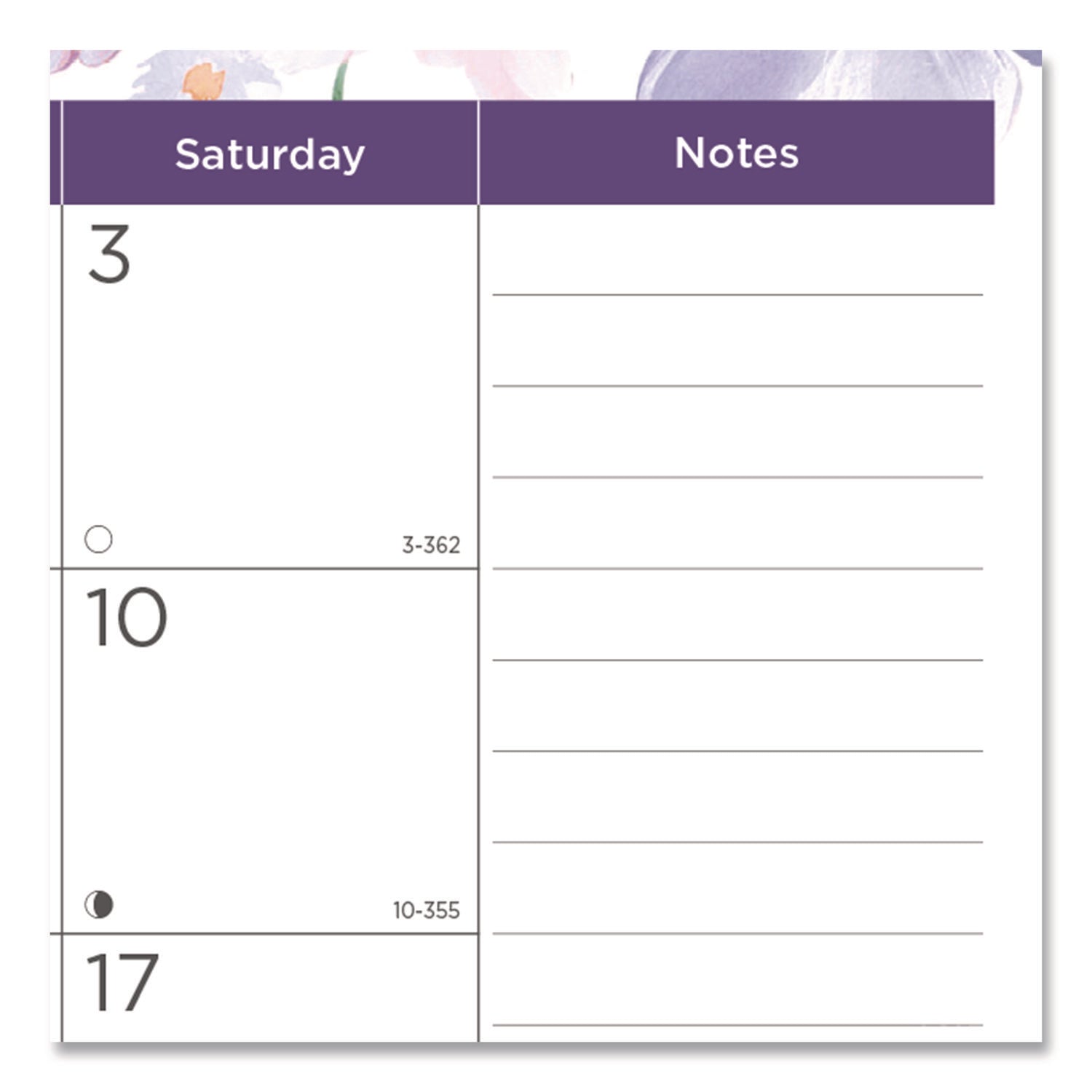 Julian Dates - Monthly - 12 Month - January 2026 to December 2026 - 1 Month Single Page Layout - 22" x 17" Sheet Size - Desk Pad - Floral - Fiber - Notes Area, Tear-off, Moon Phases, Holiday Listing, Reference Calendar, Unruled Daily Block - 1 Each