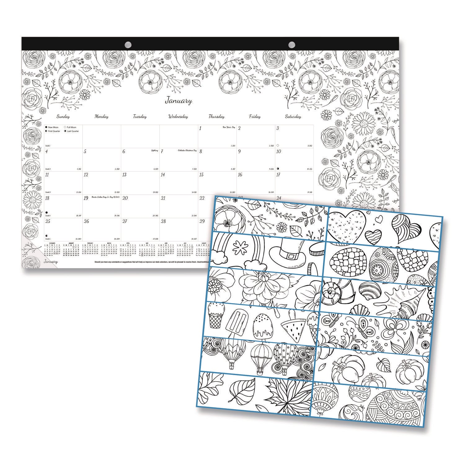 Monthly - January 2026 to December 2026 - 1 Month Single Page Layout - Desk Pad - White - Chipboard - 10.9" Height x 17.8" Width - Tear-off, Notes Area, Eco-friendly, Eyelet - 1 Each