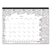 Julian Dates - Monthly - January 2026 to December 2026 - 1 Month Single Page Layout - Desk Pad - White - Chipboard - 17" Height x 22" Width - Tear-off, Compact, Reinforced - 1 Each