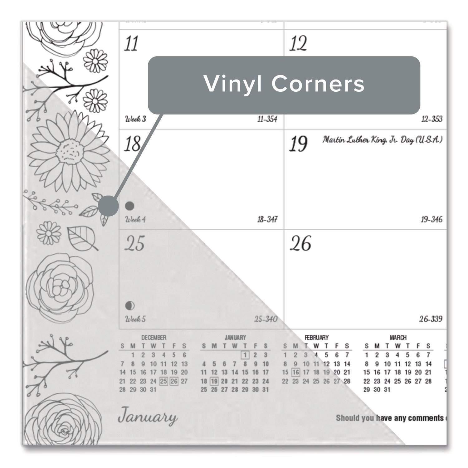 Monthly - January 2026 to December 2026 - 1 Month Single Page Layout - Desk Pad - White - Chipboard - 10.9" Height x 17.8" Width - Tear-off, Notes Area, Eco-friendly, Eyelet - 1 Each