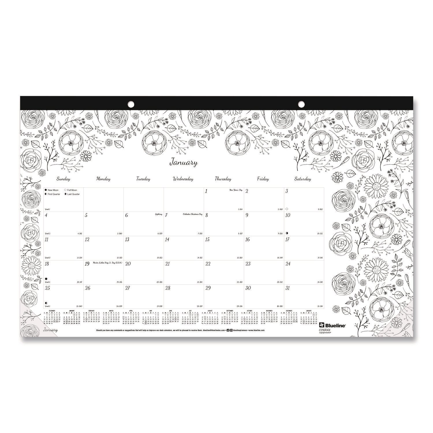 Monthly - January 2026 to December 2026 - 1 Month Single Page Layout - Desk Pad - White - Chipboard - 10.9" Height x 17.8" Width - Tear-off, Notes Area, Eco-friendly, Eyelet - 1 Each