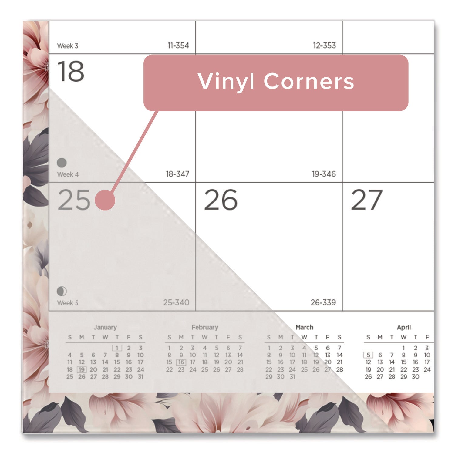 Blueline Abstract Floral Monthly Desk Pad