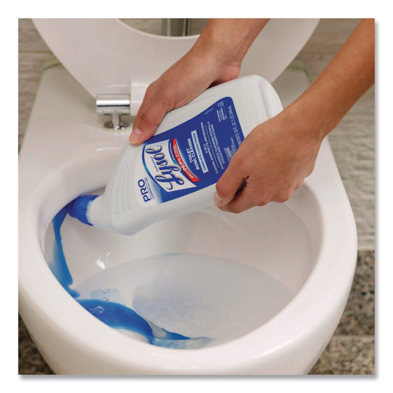 Professional Lysol Power Toilet Bowl Cleaner - For Nonporous Surface, Hard Surface, Restroom, Toilet Bowl - 32 fl oz (1 quart) - Wintergreen Scent - Recommended For: Stain Remover, Soil Remover, Limescale Remover - Disinfectant - Clear - 12 / Carton