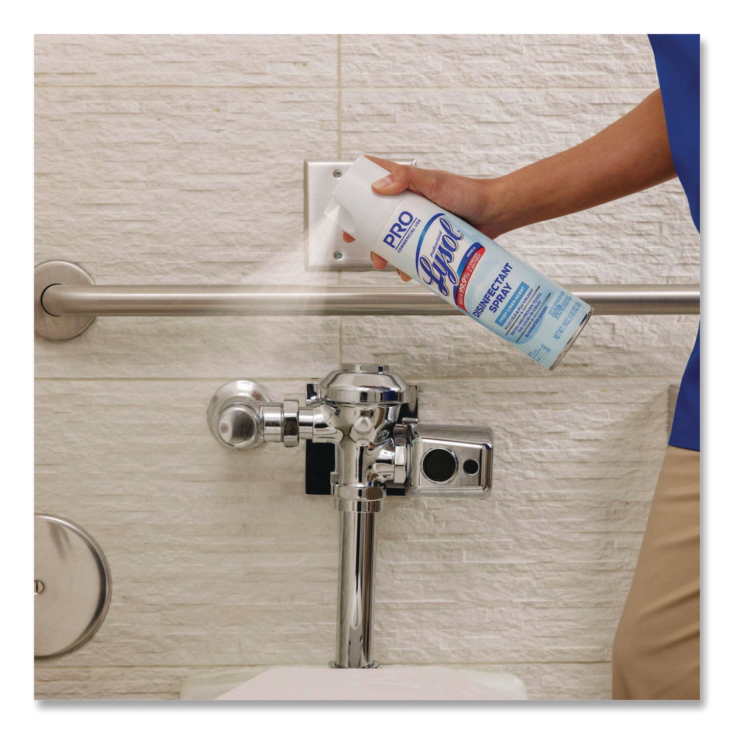 For Restroom, Food Service Area - 19 fl oz (0.6 quart) - Crisp Linen Scent - Recommended For: Odor Remover, Germs Remover - Disinfectant, CFC-free - Clear - 12 / Carton