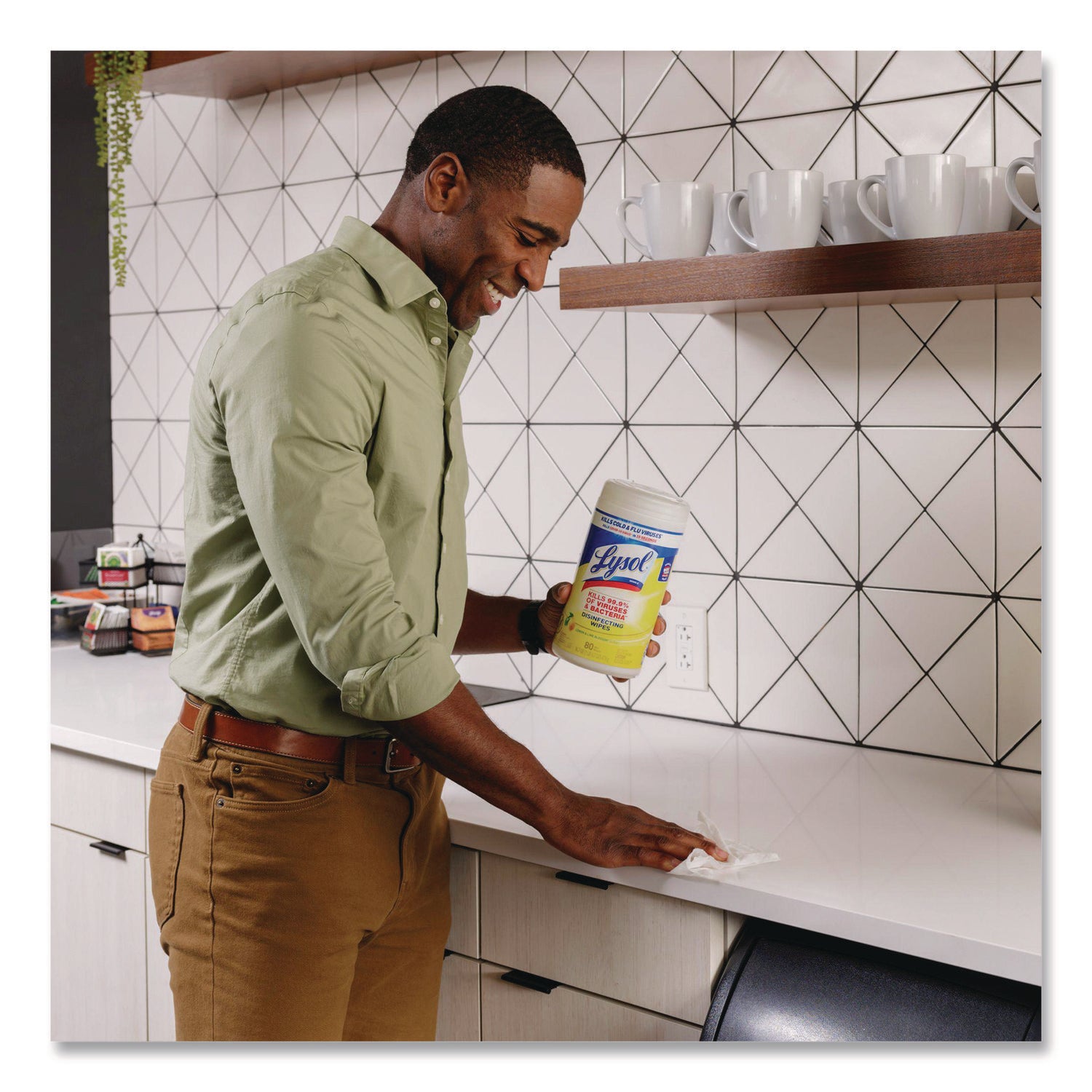 Lysol Disinfecting Wipes - Ready-To-Use - Lemon, Lime Blossom Scent - 7" Length x 7.25" Width - Bleach-free, Antibacterial, Disinfectant, Pre-moistened - White - 80/Tub - 6 / Carton