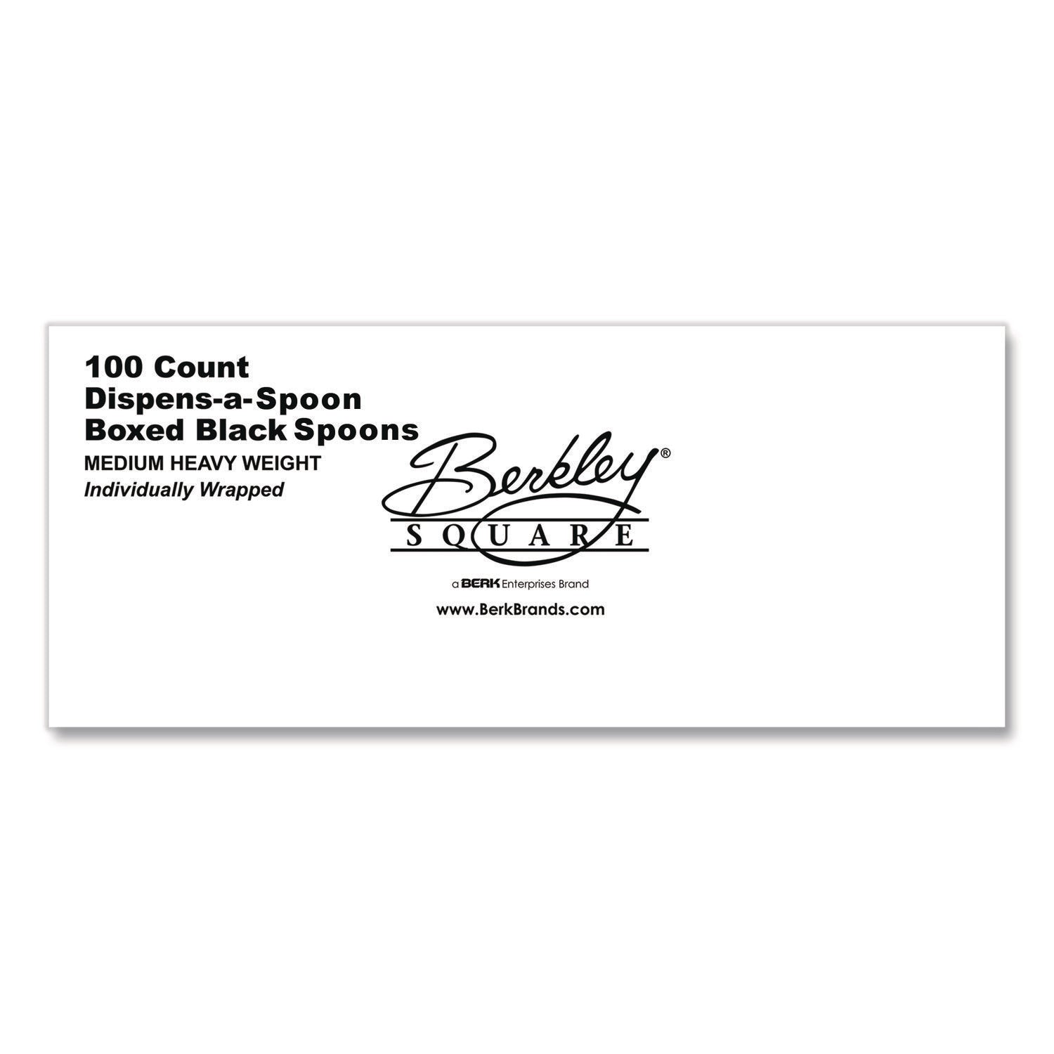 Dispens-a Spoon, Individually Wrapped, Mediumweight Spoon, Plastic, Black, 100/Box