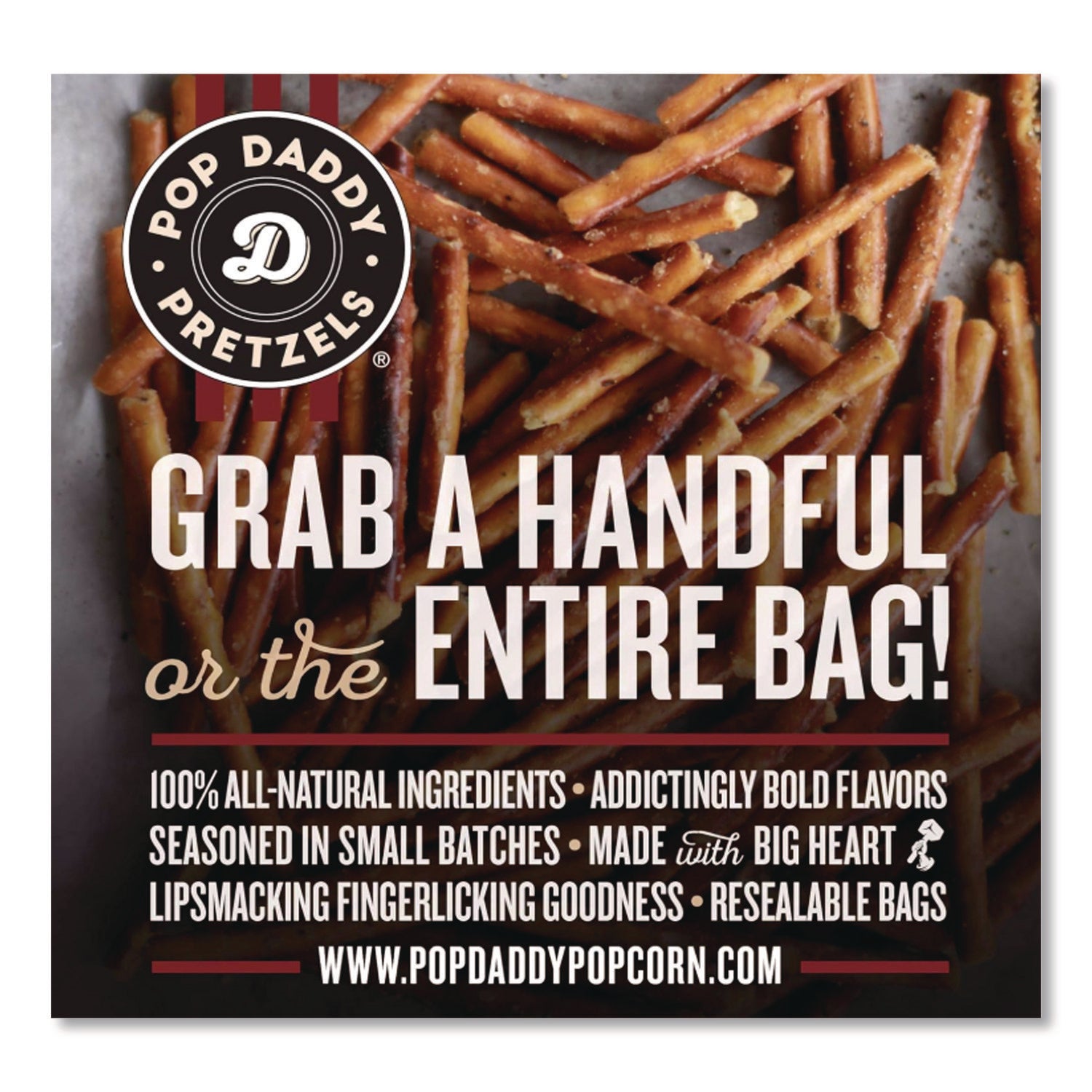 Dill Pickle Pretzel Sticks, 3 oz Bag, 15/Carton