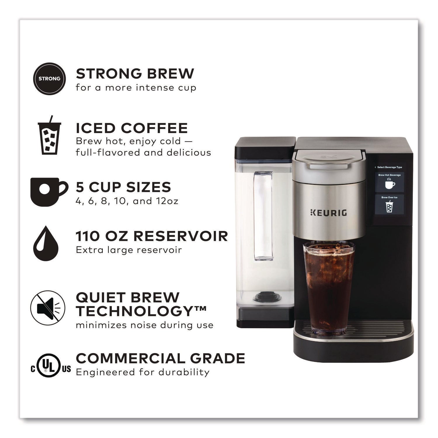Keurig K-2550 Brewer, 3.44 Quart Water Tank, K-Cup Pod Compatible, Black, 1 Each