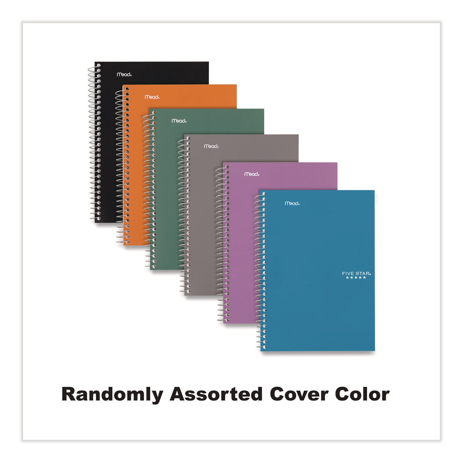 Mead College Ruled Notebook, 2 Subjects, 80 Sheets, 6" x 9-1/2", Wire Bound, Assorted Plastic/Poly Cover, Durable, Water Resistant, Pocket Divider, Perforated, Spiral Lock, 1 Each