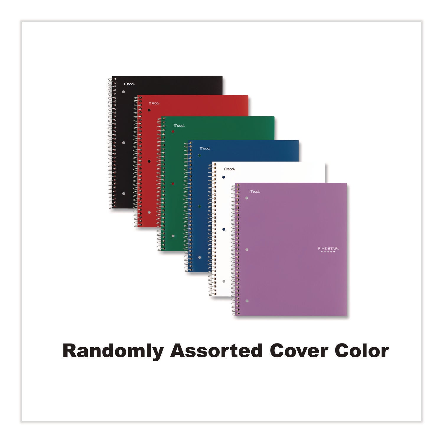 Mead Wirebound Notebooks - 150 Sheets - Wire Bound - 11" x 8 1/2" Sheet Size - White Paper - Assorted Cover - Pocket, Stiff-back, Perforated, Pocket, Heavyweight, Subject, Spiral Lock - 1 Each
