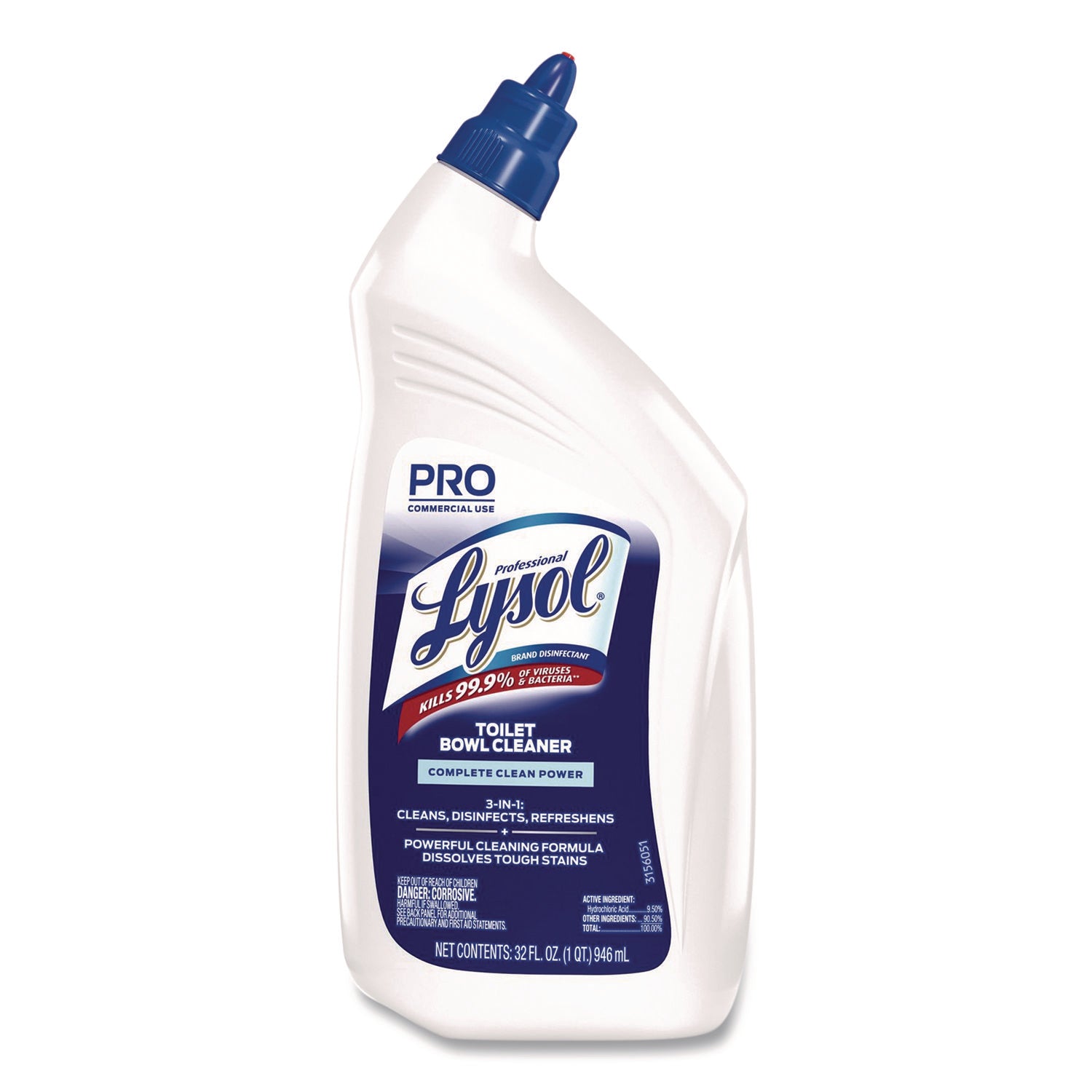 Professional Lysol Power Toilet Bowl Cleaner - For Nonporous Surface, Hard Surface, Restroom, Toilet Bowl - 32 fl oz (1 quart) - Wintergreen Scent - Recommended For: Stain Remover, Soil Remover, Limescale Remover - Disinfectant - Clear - 12 / Carton