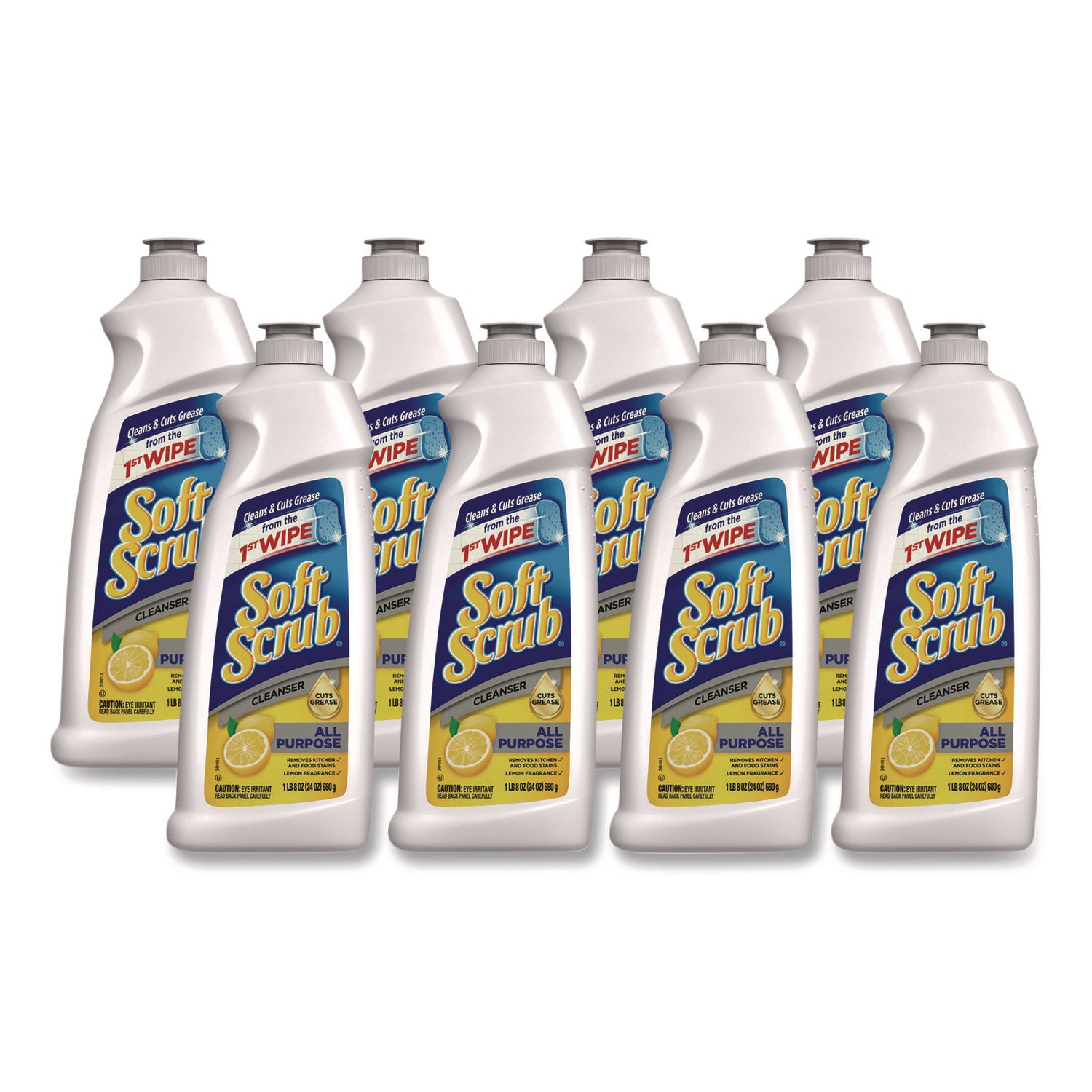 Soft Scrub Total Bath/Kitchen Cleanser - For Multipurpose - 24 fl oz (0.8 quart) - Fresh, Lemon Scent - Non-abrasive, Kosher - White - 1 Each