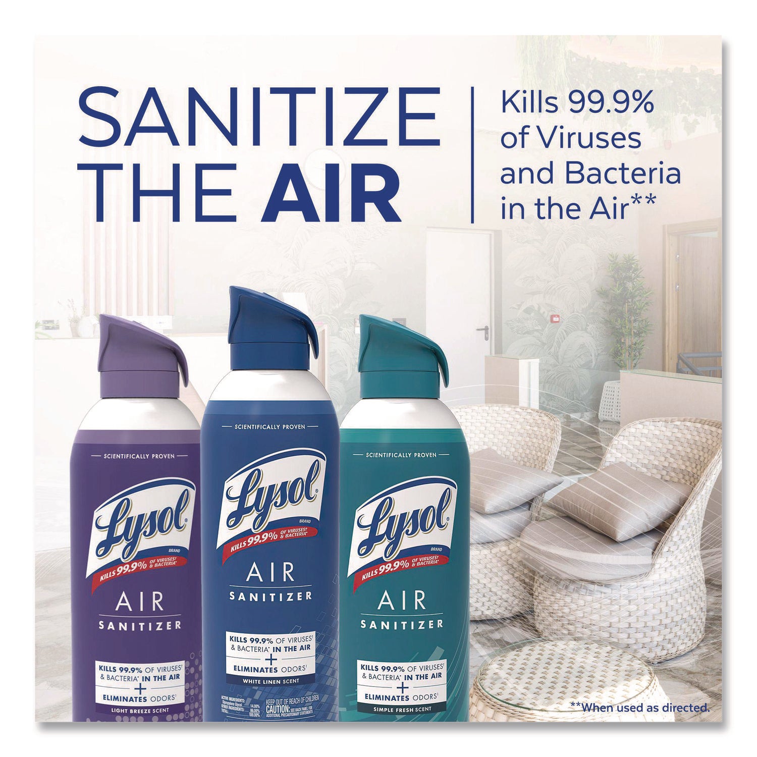Air Sanitizer Spray, Light Breeze, 10 oz Aerosol Spray