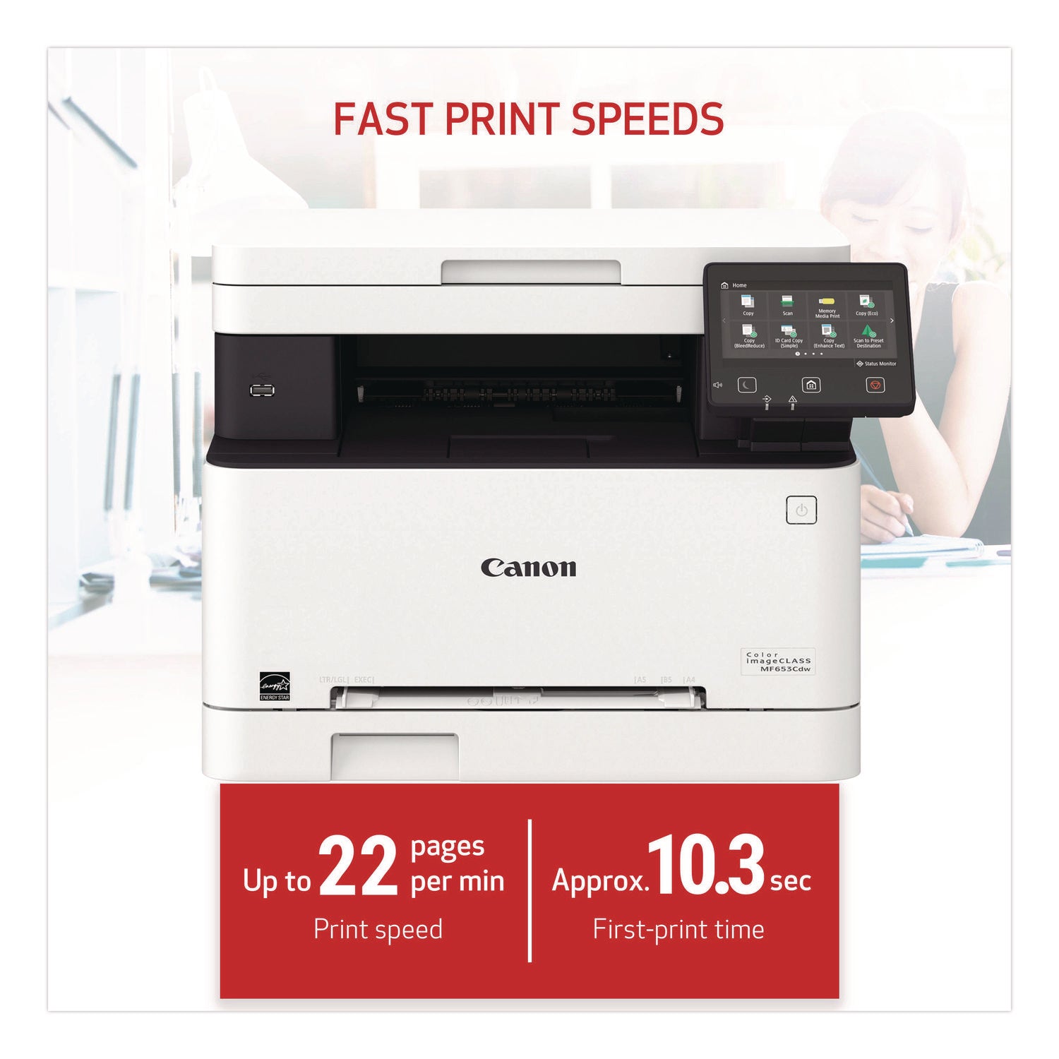 Canon imageCLASS MF653Cdw Wireless Laser Multifunction Printer - Color - White