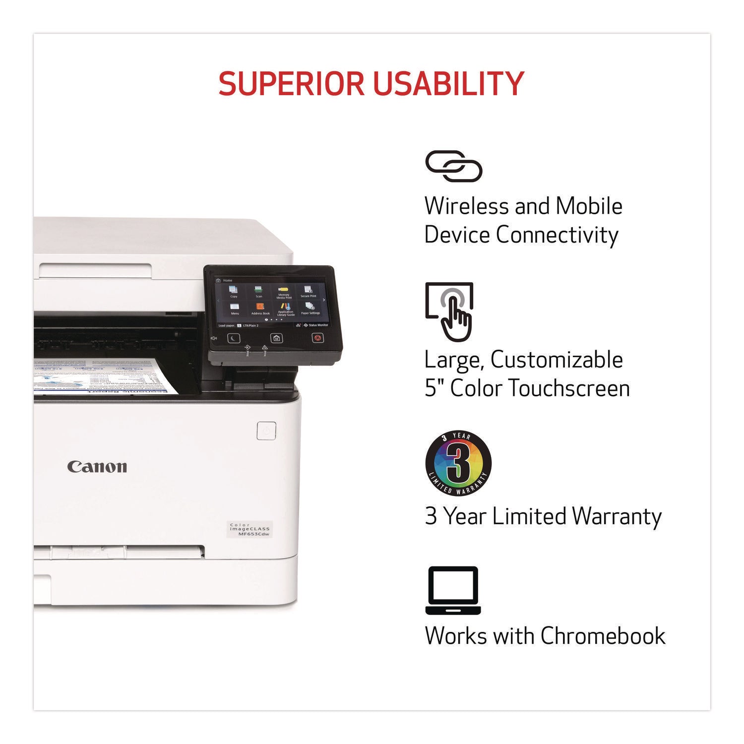 Canon imageCLASS MF653Cdw Wireless Laser Multifunction Printer - Color - White