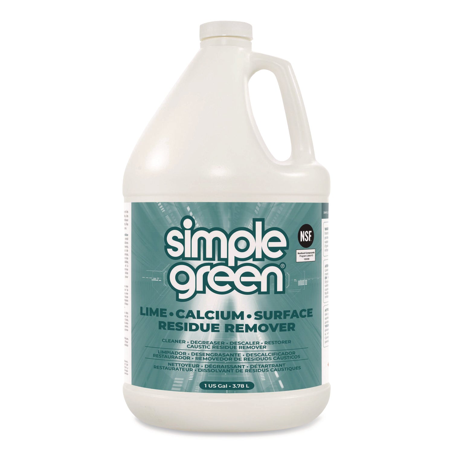 Simple Green Lime-Calcium-Surface Residue Remover, 128 fl oz (4 quart), Pleasant Wintergreen Scent, Bleach-Free, Ammonia-Free, Phosphorous-Free, Non-Abrasive, Turquoise, 1 Each