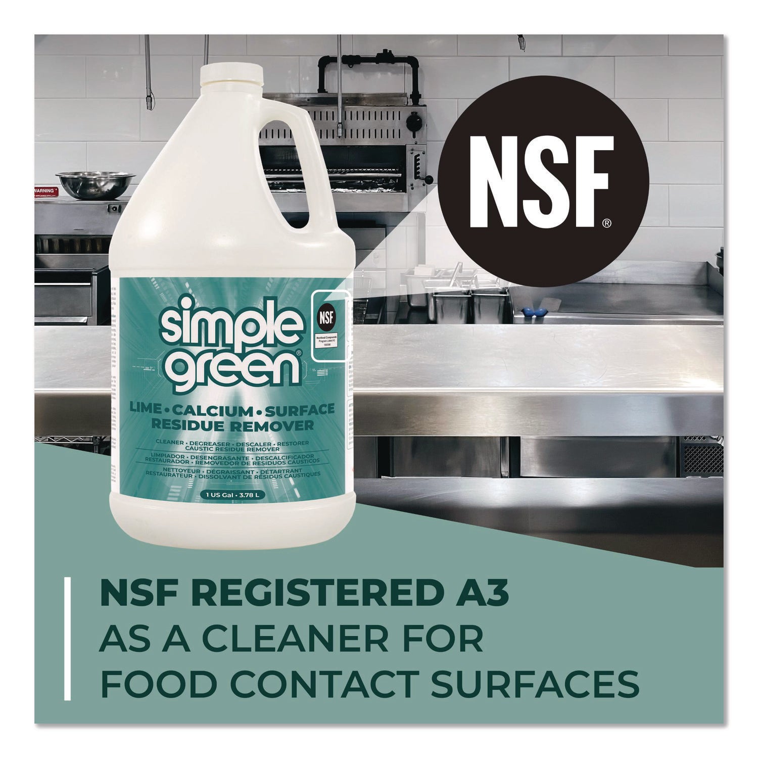 Simple Green Lime-Calcium-Surface Residue Remover, 128 fl oz (4 quart), Pleasant Wintergreen Scent, Bleach-Free, Ammonia-Free, Phosphorous-Free, Non-Abrasive, Turquoise, 1 Each