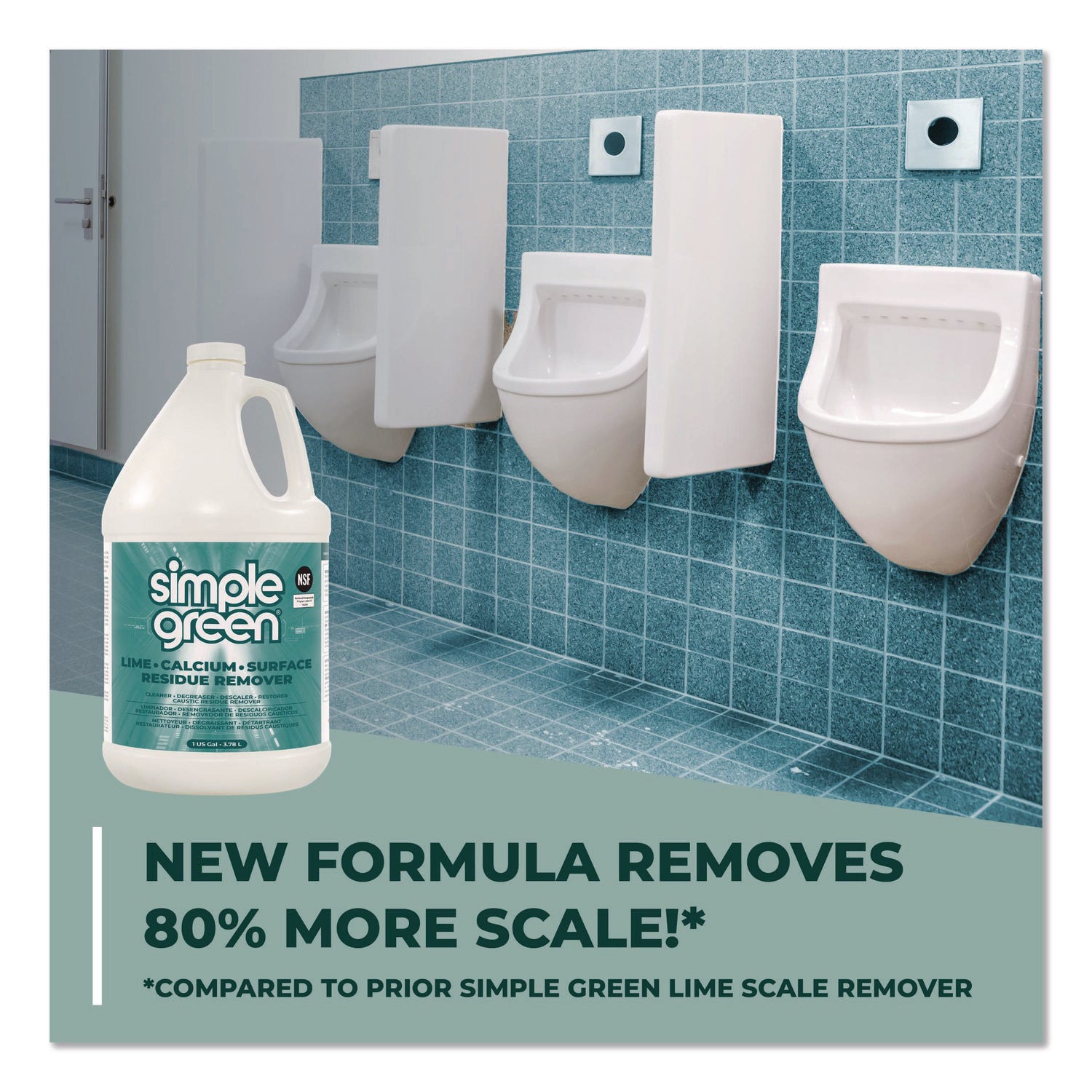 Simple Green Lime-Calcium-Surface Residue Remover, 128 fl oz (4 quart), Pleasant Wintergreen Scent, Bleach-Free, Ammonia-Free, Phosphorous-Free, Non-Abrasive, Turquoise, 1 Each